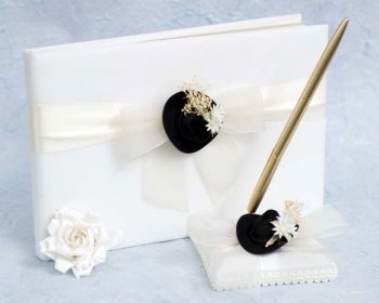 Western Cowboy Hat Wedding Guestbook and Pen Set - Elegant Guest Book with Pen for Rustic Country Weddings, Bridal Showers, and Themed Events