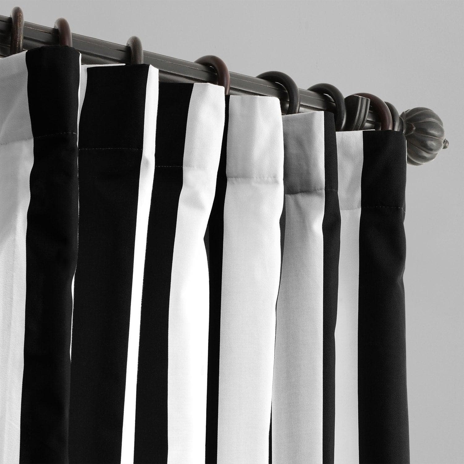 Black Striped Cotton Room Darkening Curtains for Bedroom & Living Room - Cabana Style Window Treatment for Better Sleep & Privacy