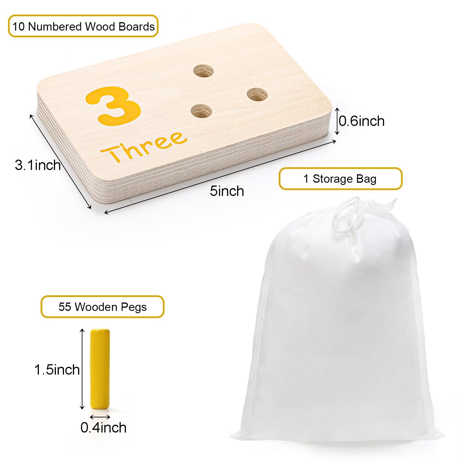 Suwimut Wooden Counting Peg Board - Montessori Math Manipulatives & Number Counting Toys for Toddlers Ages 3-5 | Kindergarten Learning Activities, Educational STEM Toys for Boys & Girls | Perfect Gift for Preschool Classroom & Homeschool Math Games