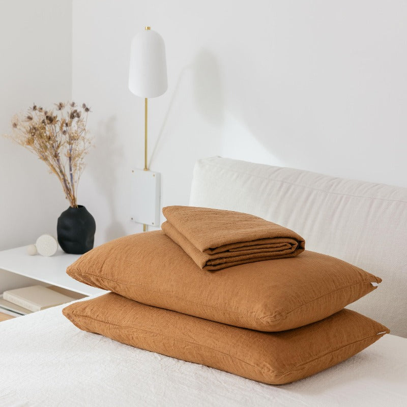 Premium Sömn Comfort Linen Bedding Set - 100% Natural Breathable Flax Linen Sheets & Pillowcases for All Seasons - Perfect for Cozy Bedrooms, Guest Rooms, and Vacation Homes