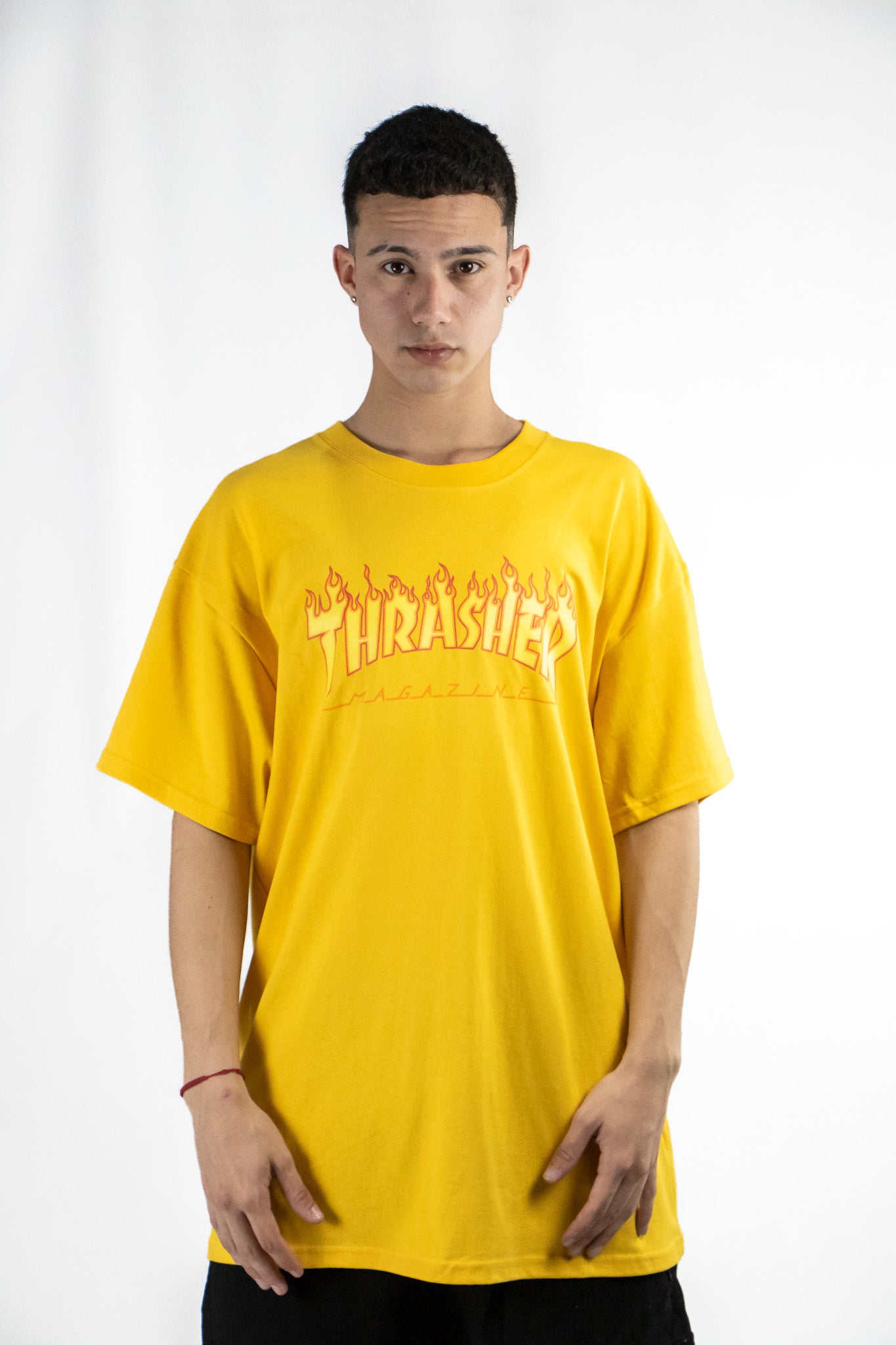 Thrasher H Flame Yellow T-Shirt - Men's Graphic Tee for Skateboarding, Streetwear & Casual Outfits