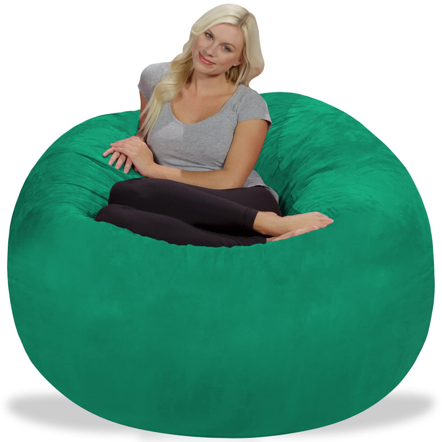Chill Sack 5' Giant Memory Foam Bean Bag Chair - Oversized Sofa with Soft Microfiber Cover in Aqua Marine - Perfect for Living Rooms, Game Rooms & Dorm Lounging
