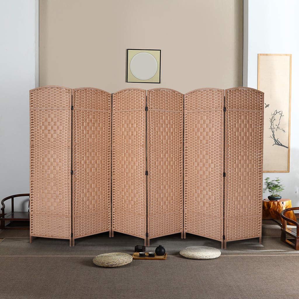 5.9 FT Heated Spa Basin with Massage & Heat - 6 Panel Folding Room Divider Privacy Screen - Woven Partition for Home Office, Bedroom & Living Room - Perfect Home Gift (Yellow, One Size)