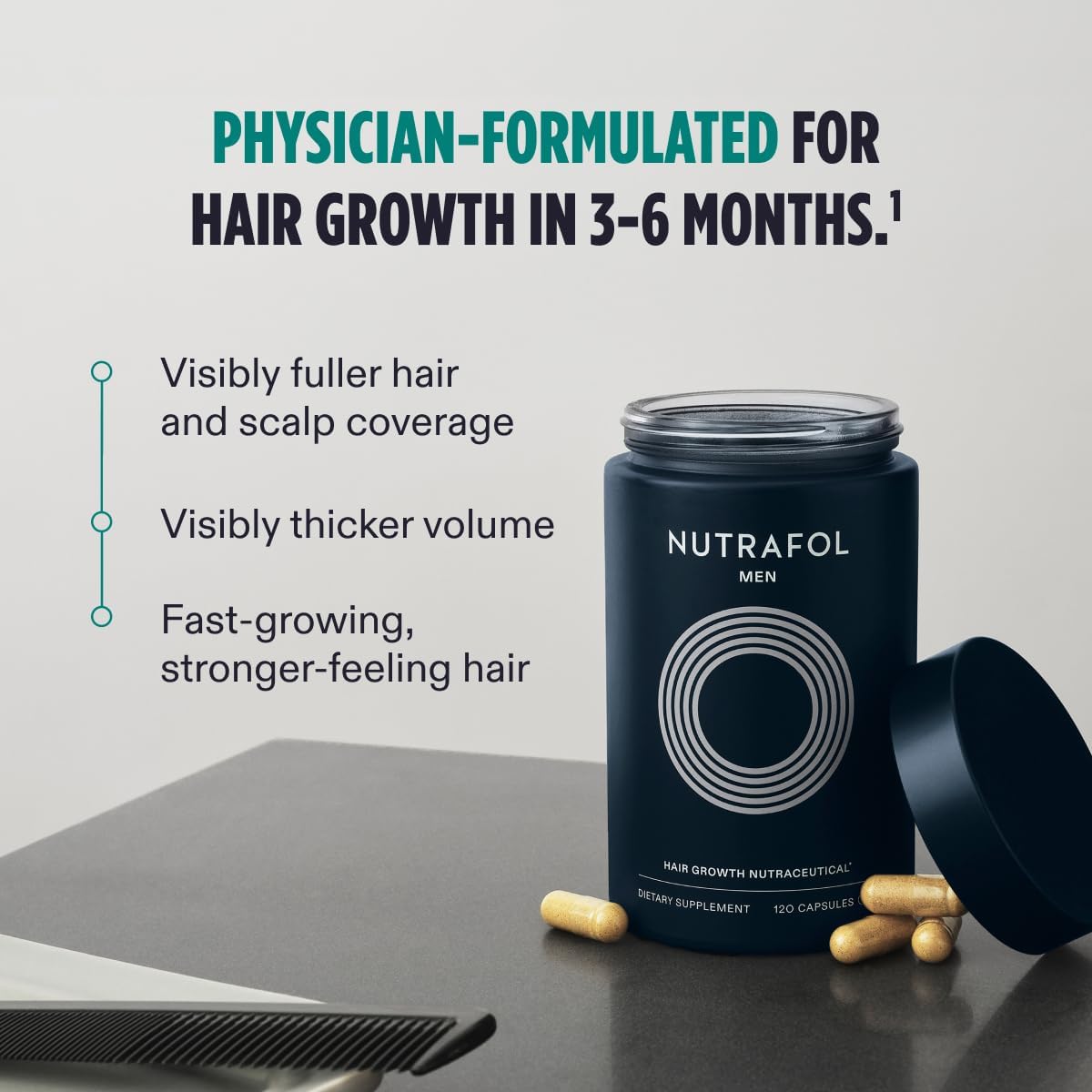 Nutrafol Men's Hair Growth Supplement & Serum for Thicker, Stronger Hair - 3 Month Supply (1.7 Fl Oz) - Reduce Hair Loss & Promote Healthy Growth for Daily Hair Care Routine