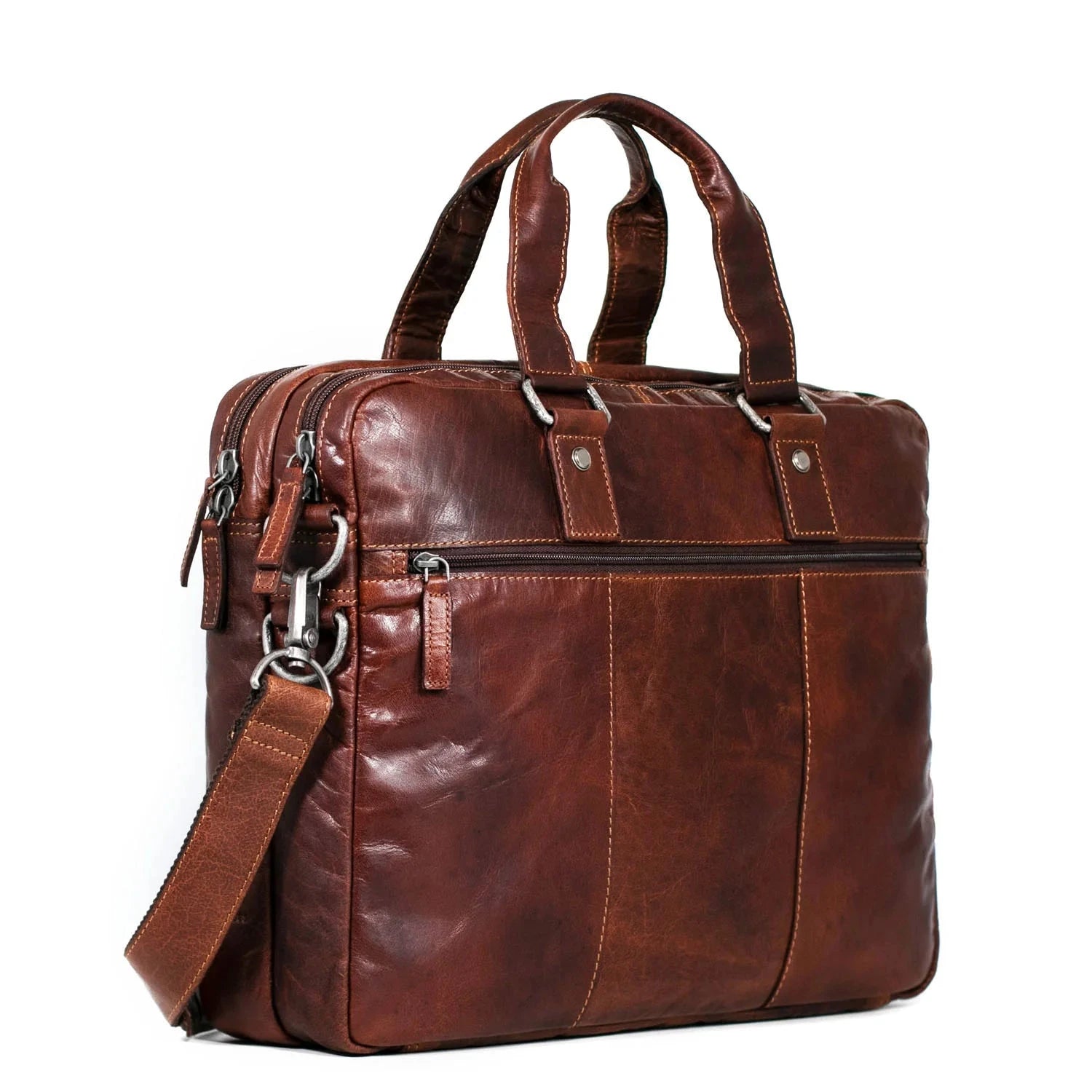 Jack Georges Voyager Professional Leather Briefcase for Men - Stylish & Durable Business Laptop Bag - Perfect for Office, Work, Travel & Commuting