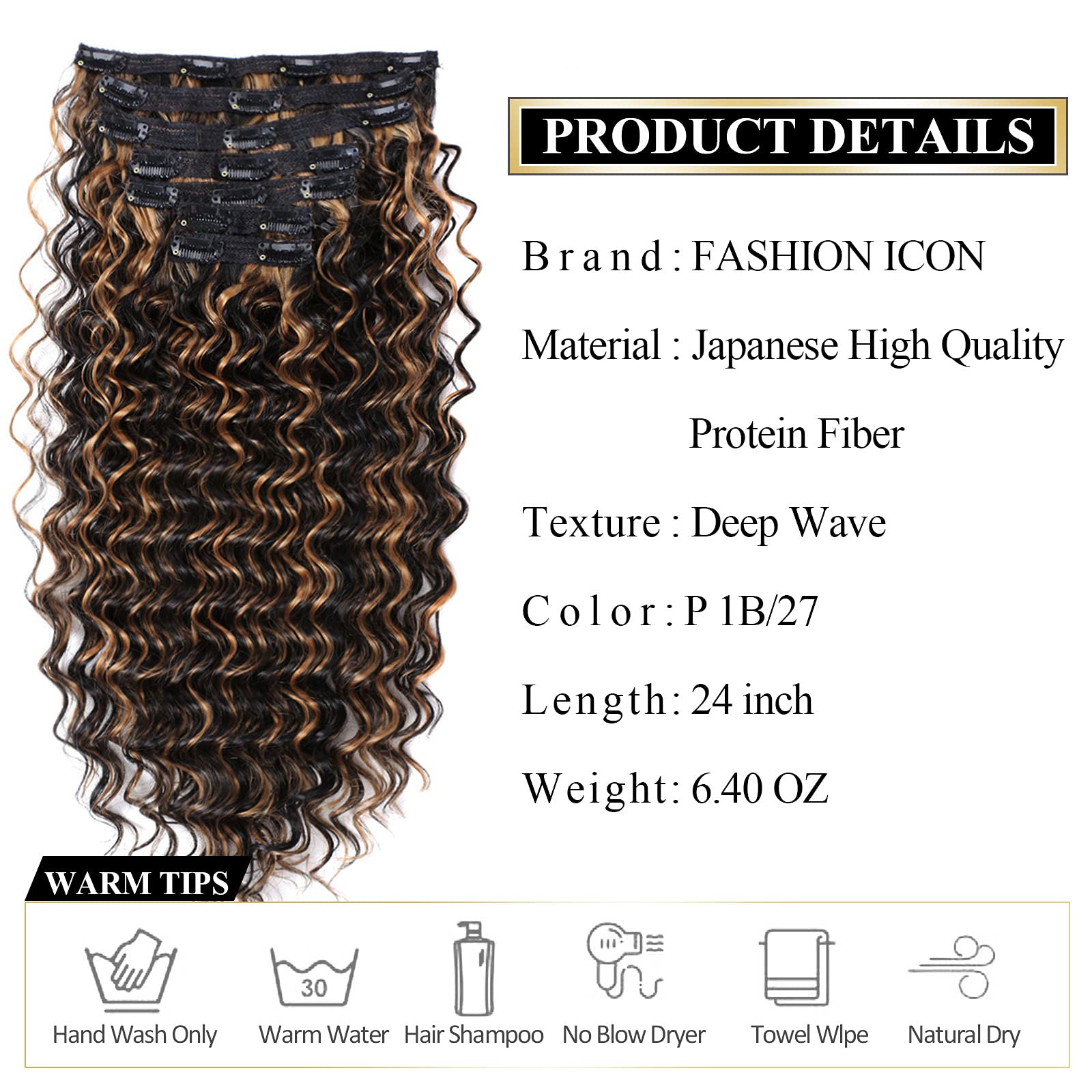 Deep Wave Clip-In Hair Extensions 24