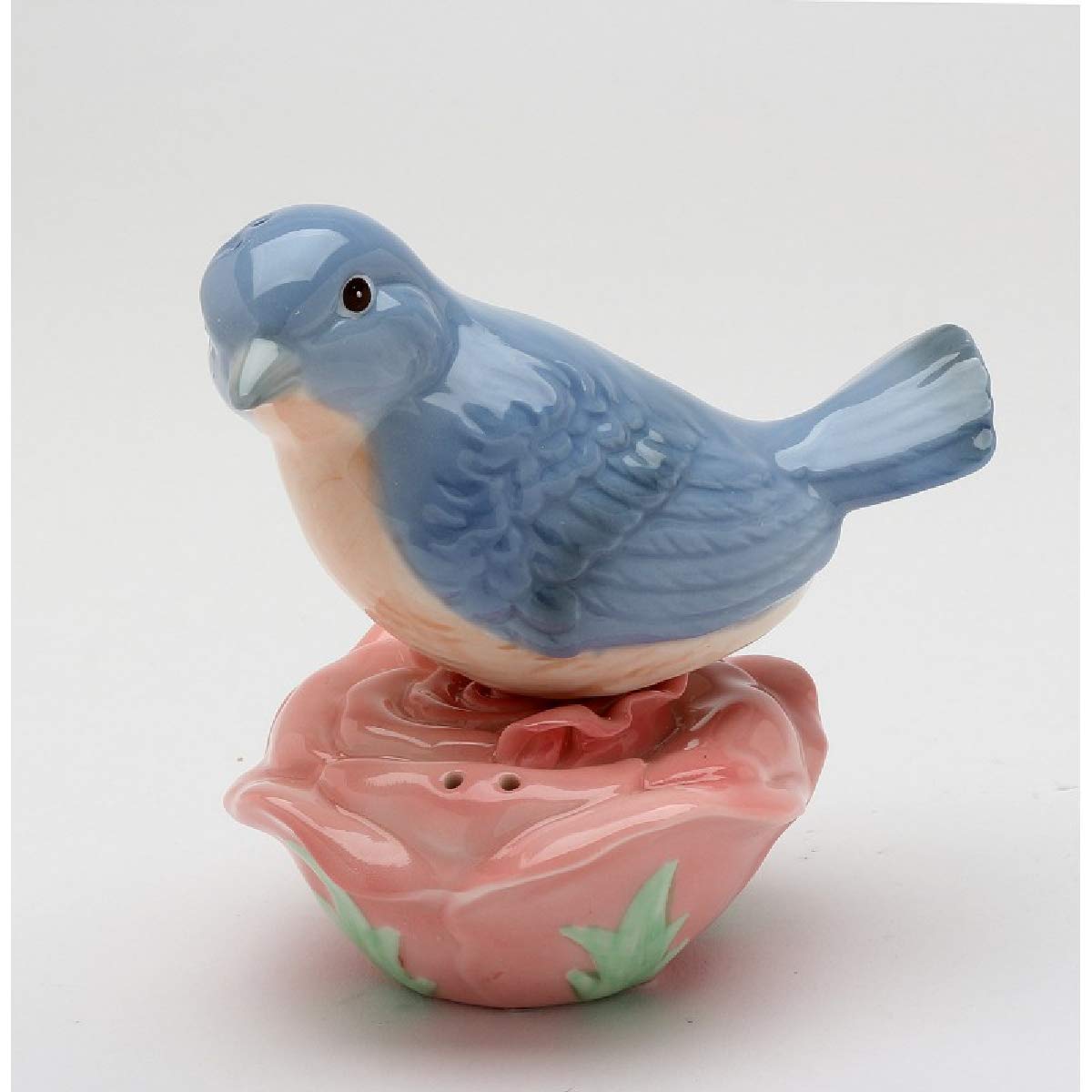Blue Bird on Rose Salt and Pepper Shaker Set - Elegant Floral Ceramic Spice Dispenser for Dining Table, Kitchen, and Home Decor | Perfect Gift for Housewarming, Wedding, and Holidays