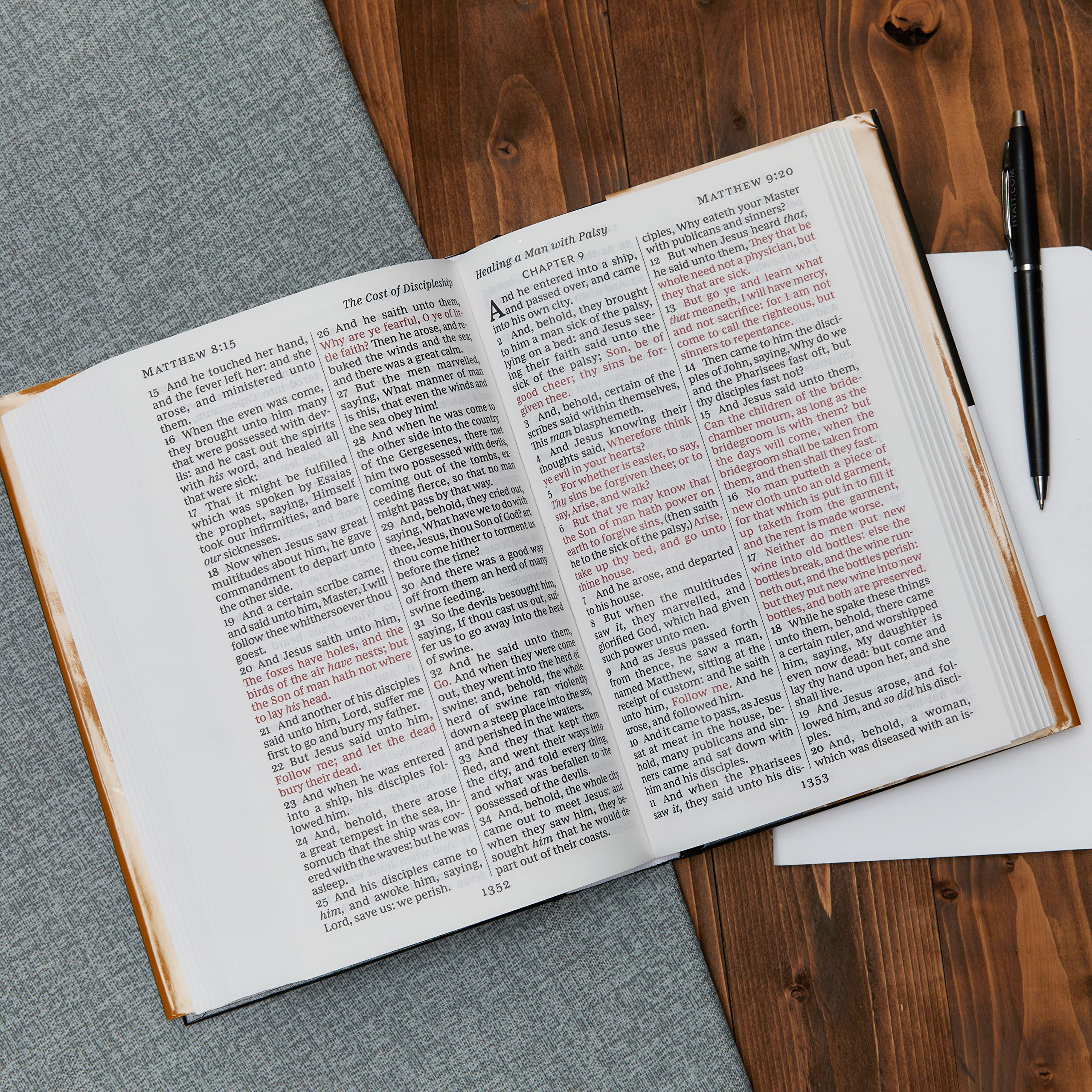 KJV Pew Bible - Large Print Hardcover Black Red Letter Comfort Print Holy Bible King James Version - Perfect for Church Services, Bible Study & Personal Devotion