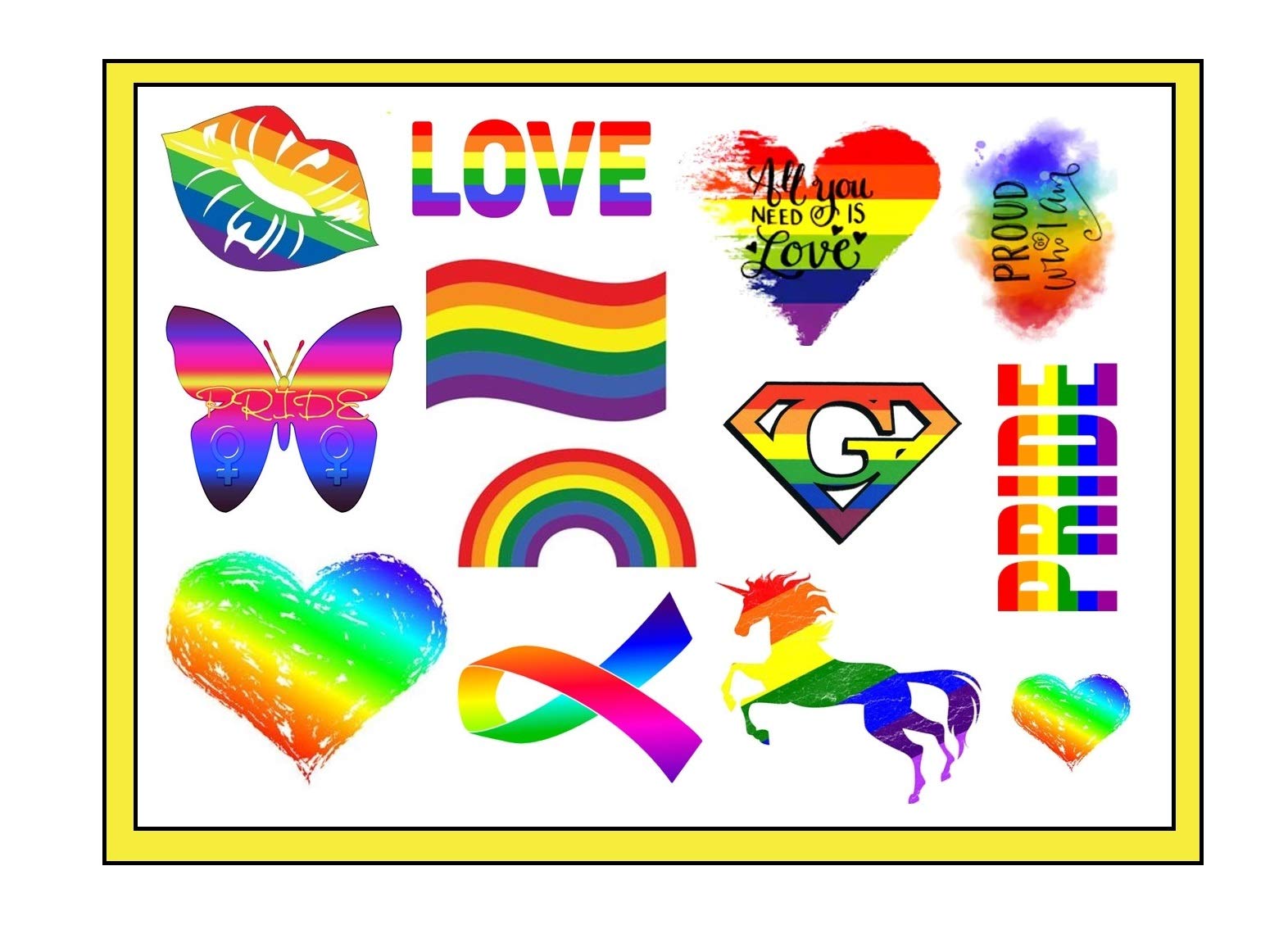 Rainbow Pride Temporary Tattoos - LGBTQ+ Flag Stickers for Pride Month, Gay Rights Events & Body Art - Waterproof & Long Lasting for Festivals, Parades & Self-Expression