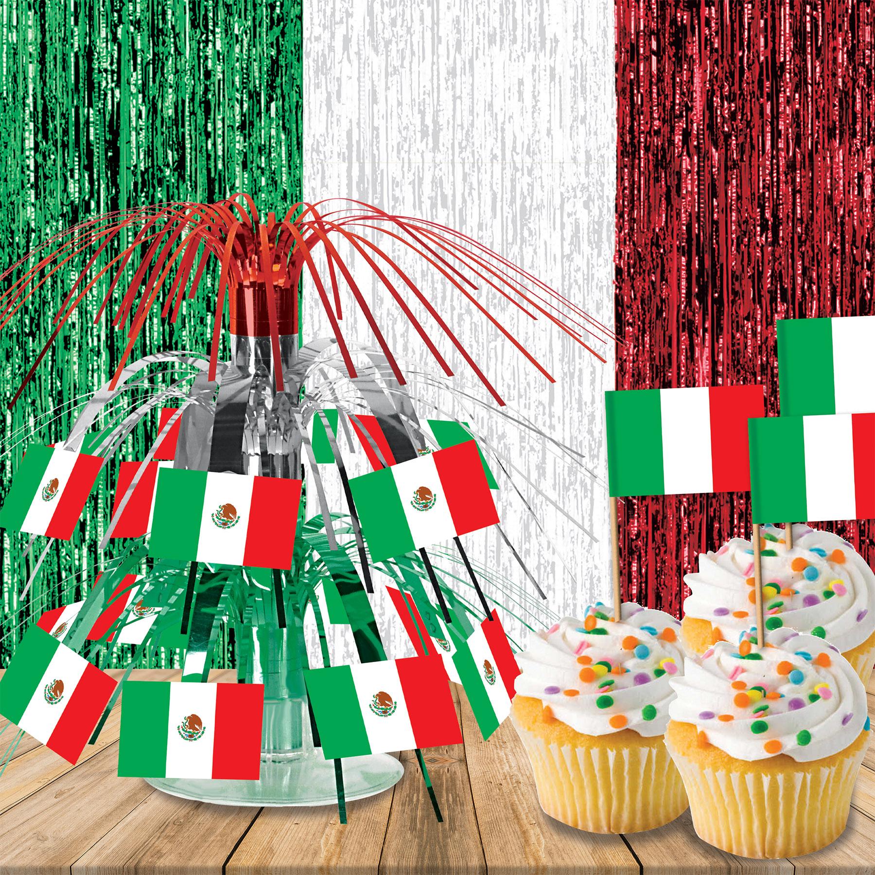 12 Pack Beistle Fiesta Mexican Flag Mini Cascade Centerpiece - Colorful Party Decorations for Cinco de Mayo, Birthday, Fiesta & Mexican Themed Parties