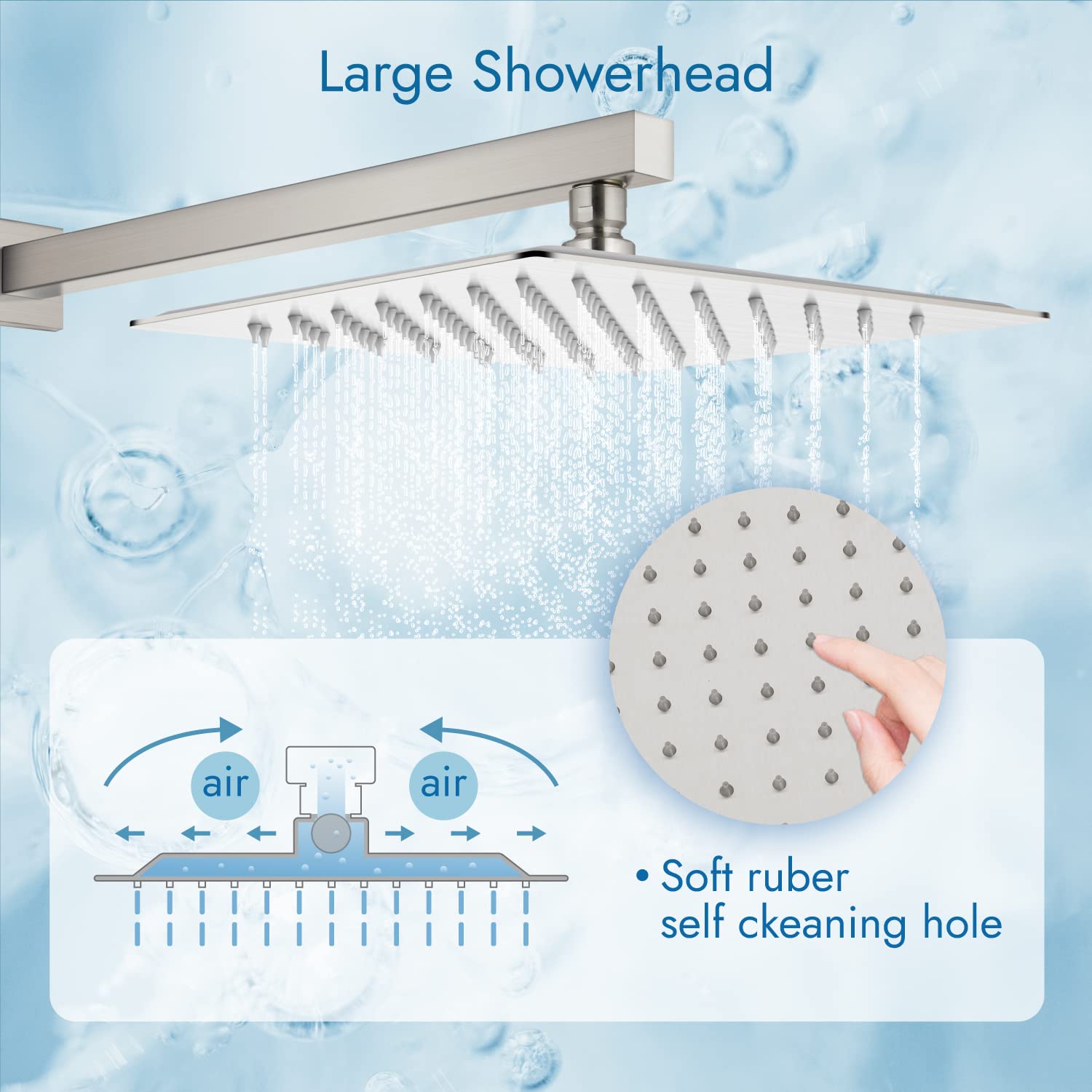 Brushed Nickel Wall Mount Shower System - 3 Function Mixer Shower Combo Kit with 12 Inch Rainfall Shower Head, Handheld Spray & Bathtub Spout | Luxury Rough-in Valve | Perfect for Bathroom Renovation & Spa-Like Shower Experience