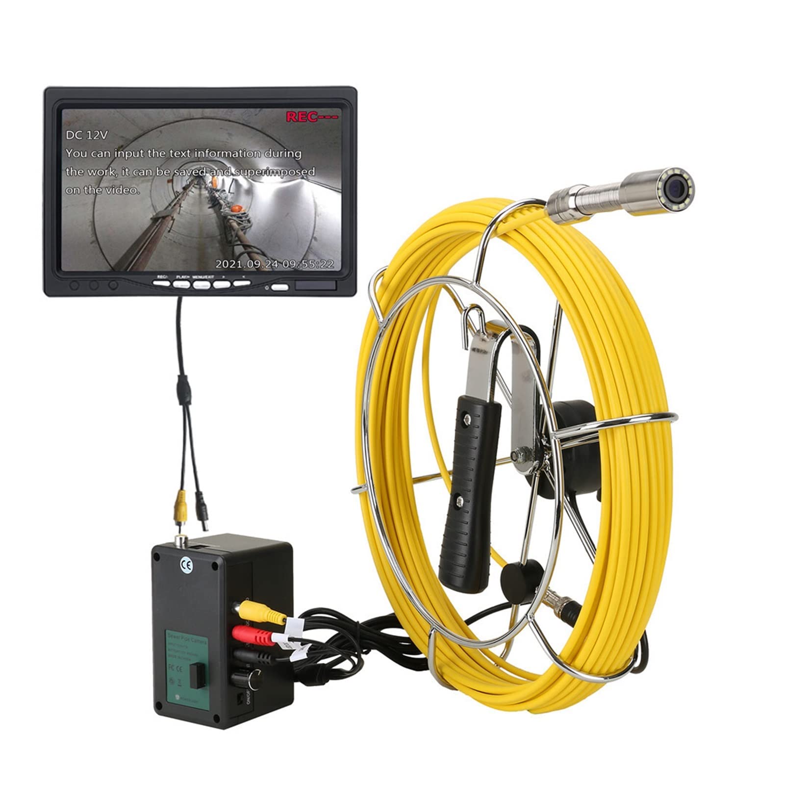 20/50M Sewer Pipe Inspection Video Camera with Keyboard - 17mm 8GB Card DVR, IP68 Waterproof Industrial Endoscope with 7