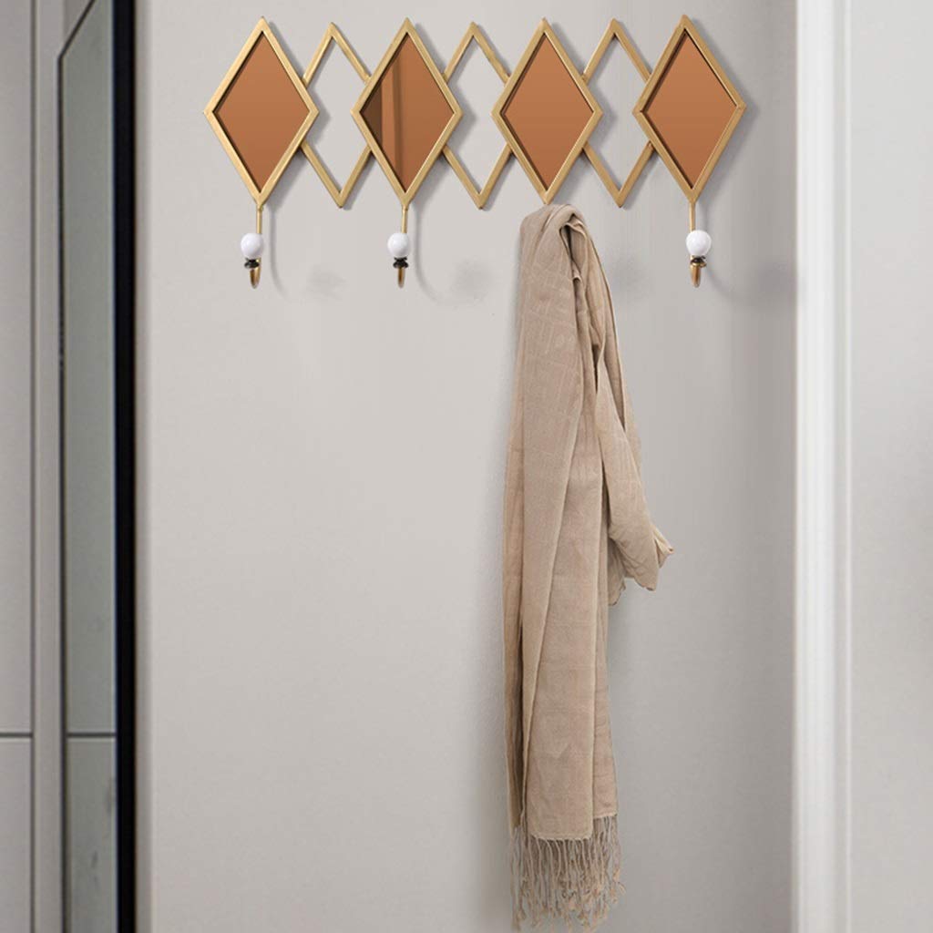 Stylish Metal Wall-Mounted Coat Rack with Key Holder - Space-Saving Entryway Organizer for Hats, Coats & Bags (Orange, 50x25cm) - Perfect for Hallway, Porch, Bedroom & Apartment Decor