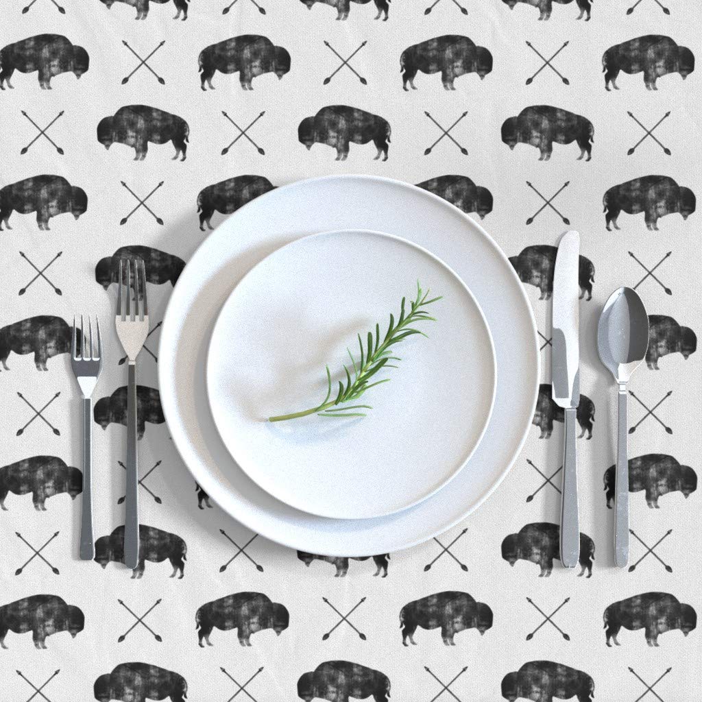 Custom Distressed Buffalo Arrows Cotton Sateen Tablecloth 70x90 Inches - Rustic Boho Southwestern Print Table Linens for Dining Room, Nursery & Farmhouse Decor