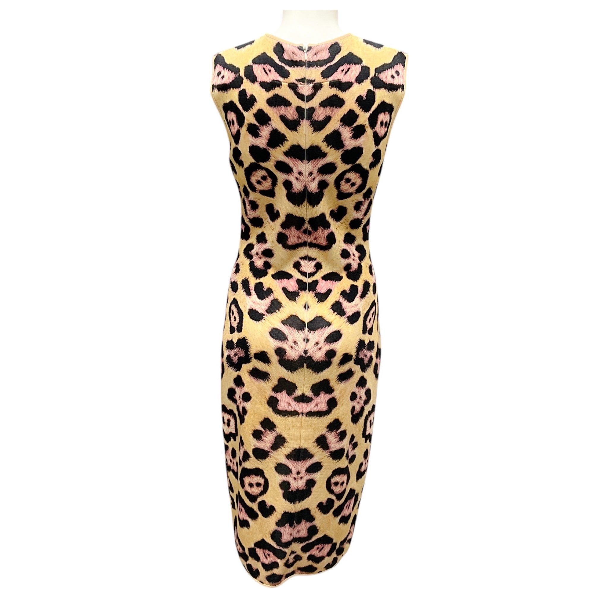 Givenchy Tan & Pink Leopard Print Knit Midi Dress - Women's Fashion Elegant Party & Cocktail Dress for Evening Events