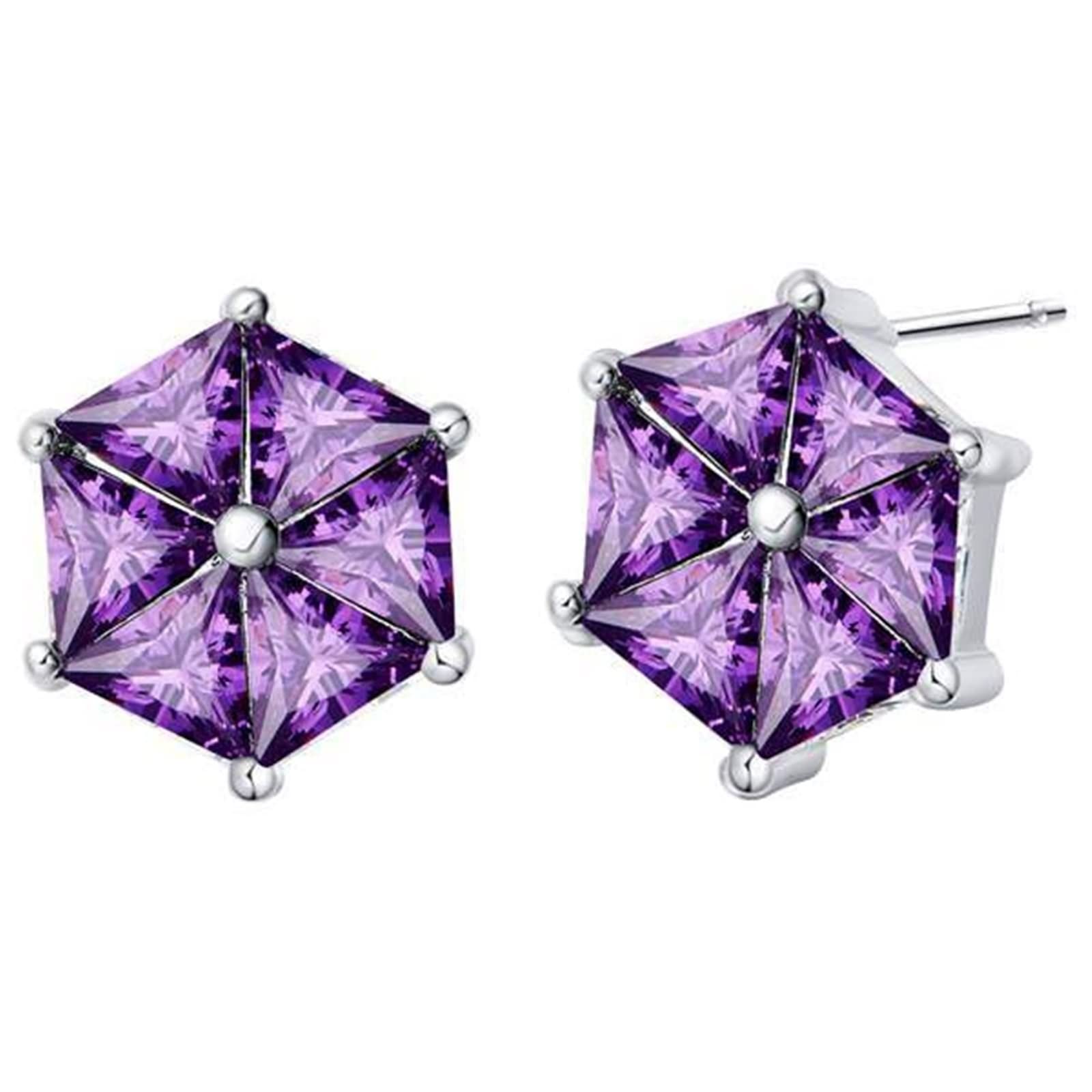 Musihy White Gold Stud Earrings for Women - Hexagon Fashion Jewelry | Perfect for Everyday Wear, Parties & Gifts