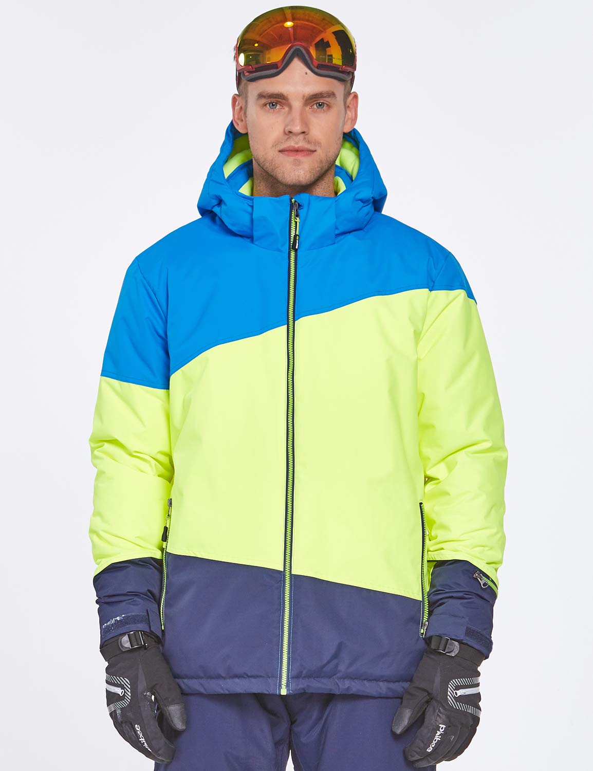 PHIBEE Men's Waterproof Windproof Fleece Ski Jacket - Winter Outdoor Snowboarding Hiking Jacket for Cold Weather Activities