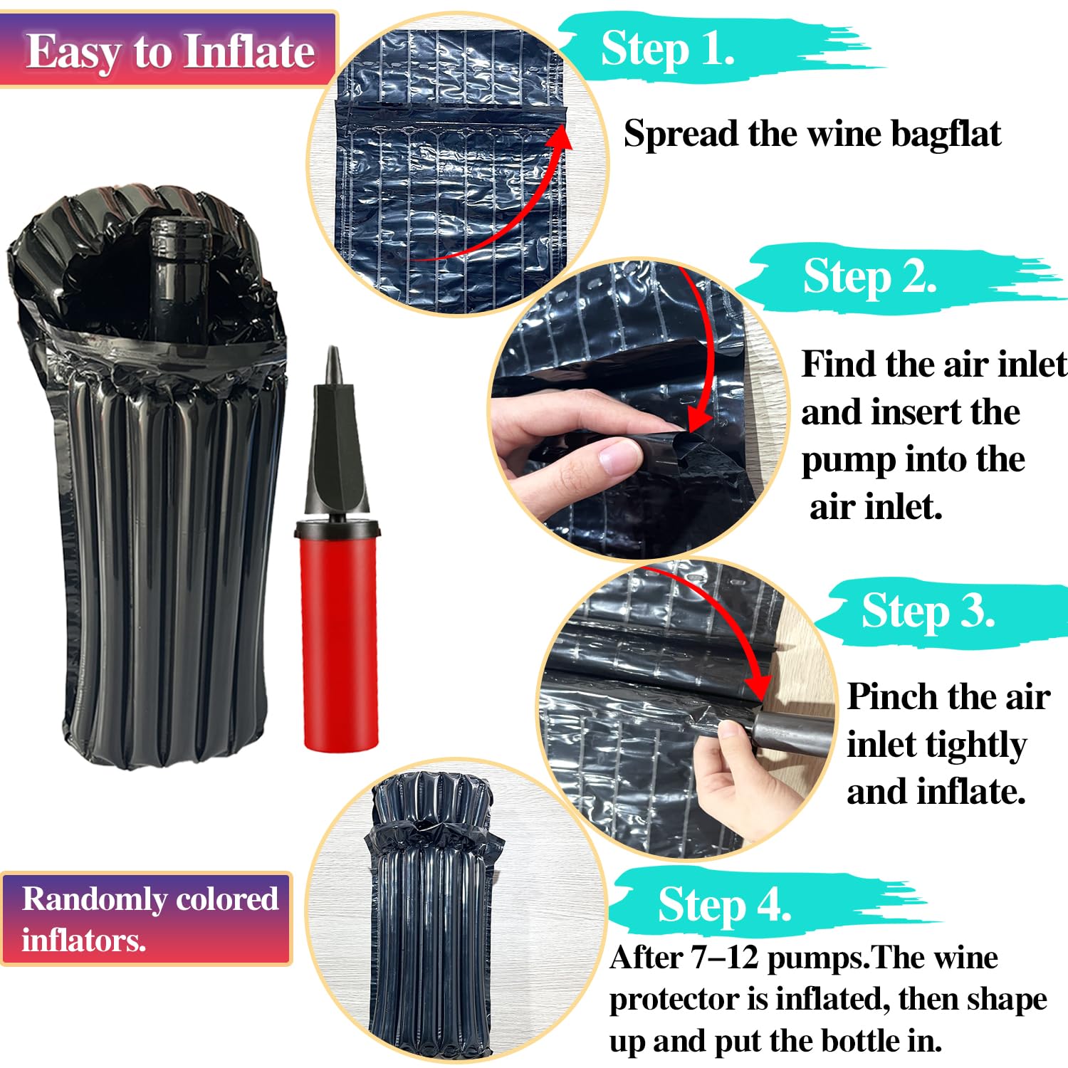 16 Pack Inflatable Wine Travel Bags - Reusable Bottle Protectors for Wine Bottles | Perfect for Air Travel, Camping & Gift Shipping | Leak-Proof Wine Shipping Solution