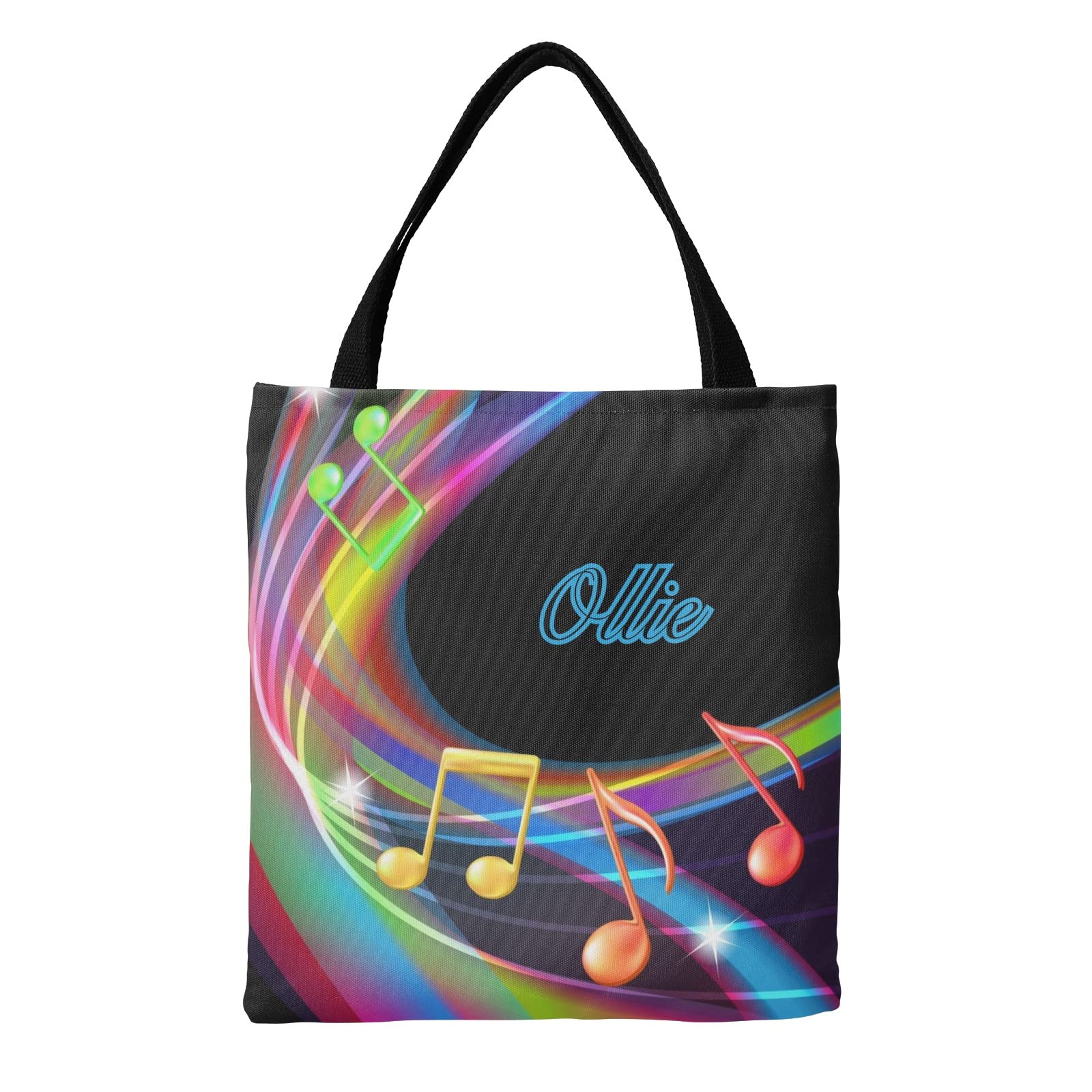 Personalized Colorful Music Note Canvas Tote Bag - Reusable Eco-Friendly Handbag for School, Travel & Shopping - Great Gift for Music Lovers (Perfect for Concerts, Grocery Trips & Daily Commute)