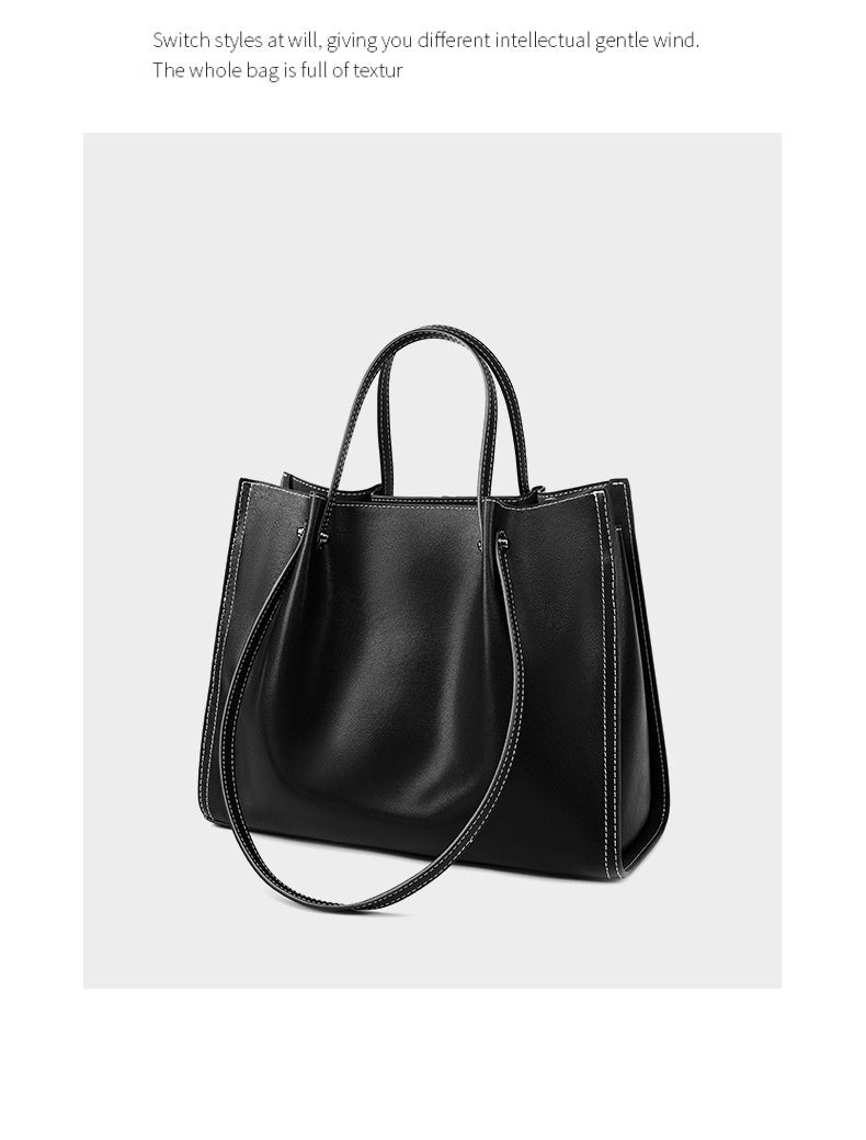 Premium Genuine Leather Large Capacity Tote Bag for Women - Stylish Shoulder Bag for Work, Travel & Everyday Use