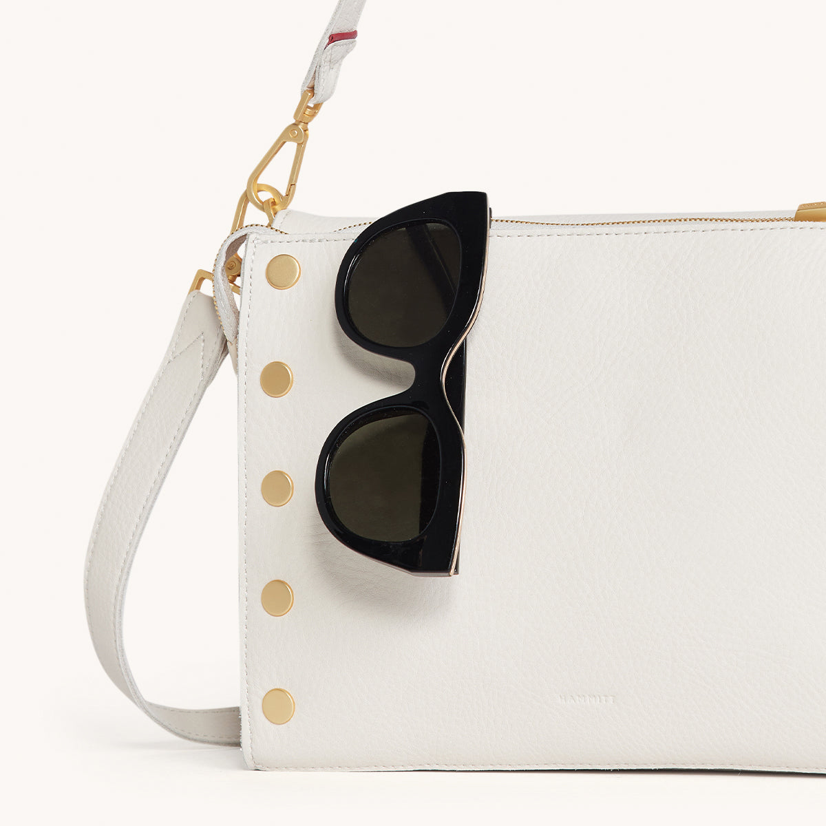 Montana Clutch Purse for Women - Calla Lily White & Brushed Gold Leather Crossbody Bag - Large Size Handbag for Evening Parties, Weddings & Special Occasions
