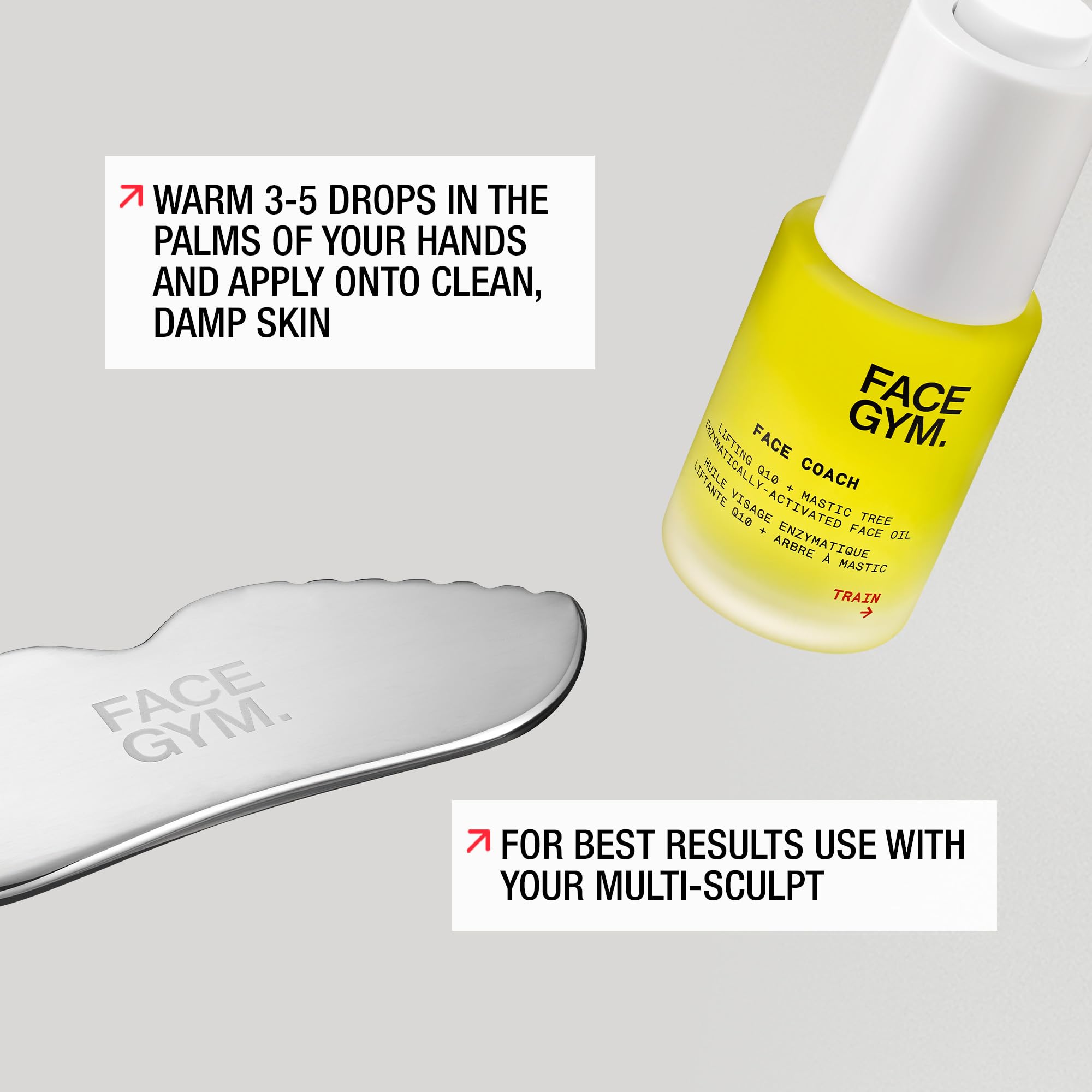 FACEGYM Face Coach Enzymatically-Activated Face Oil with Lifting Q10 & Mastic Tree - Rejuvenating & Hydrating Lightweight Serum for Wrinkle Reduction & Skin Boost - 1.01 Fl Oz - Perfect for Daily Anti-Aging Routine & Nighttime Skincare Regimen