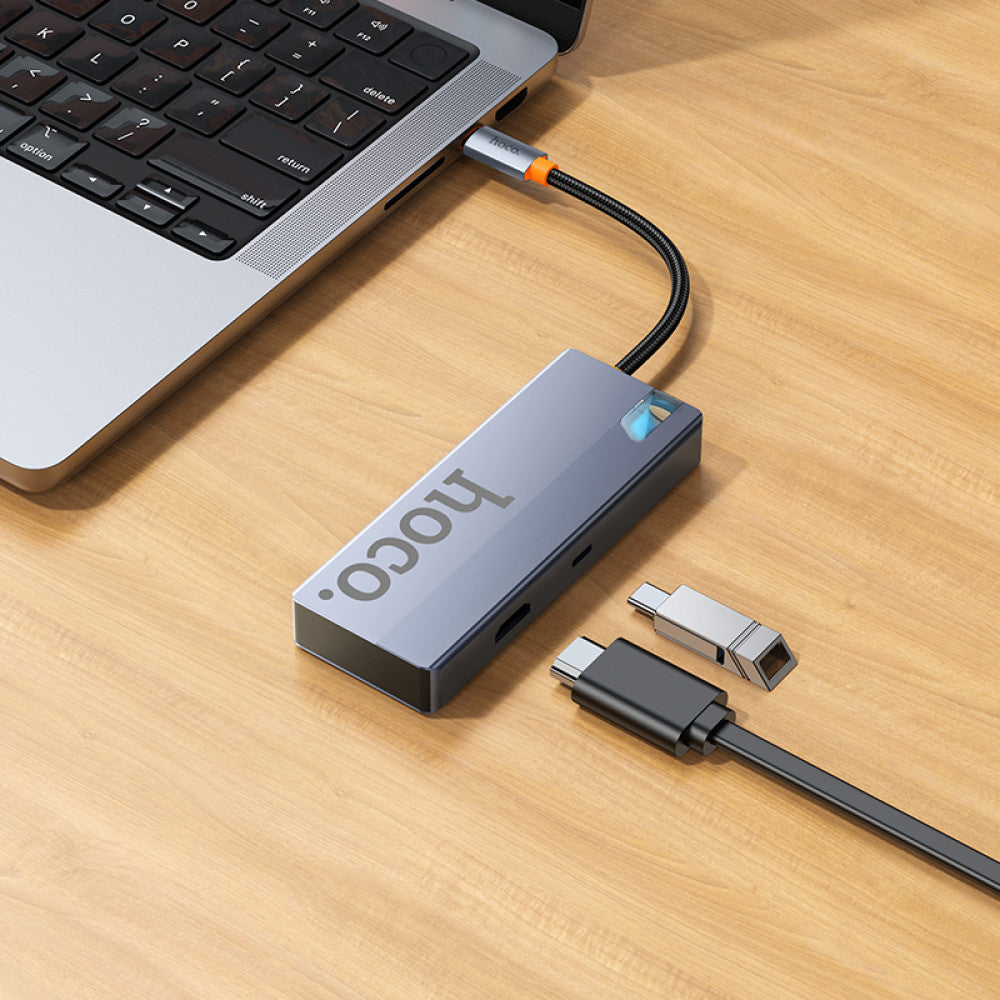 HOCO 5-in-1 USB C Hub with 3 USB 3.0 Ports, 4K HDMI, 100W PD Charging - USB C to USB A Adapter for MacBook Pro, Dell XPS, iPad Pro - Perfect for Home Office, Online Meetings & Multi-Screen Work