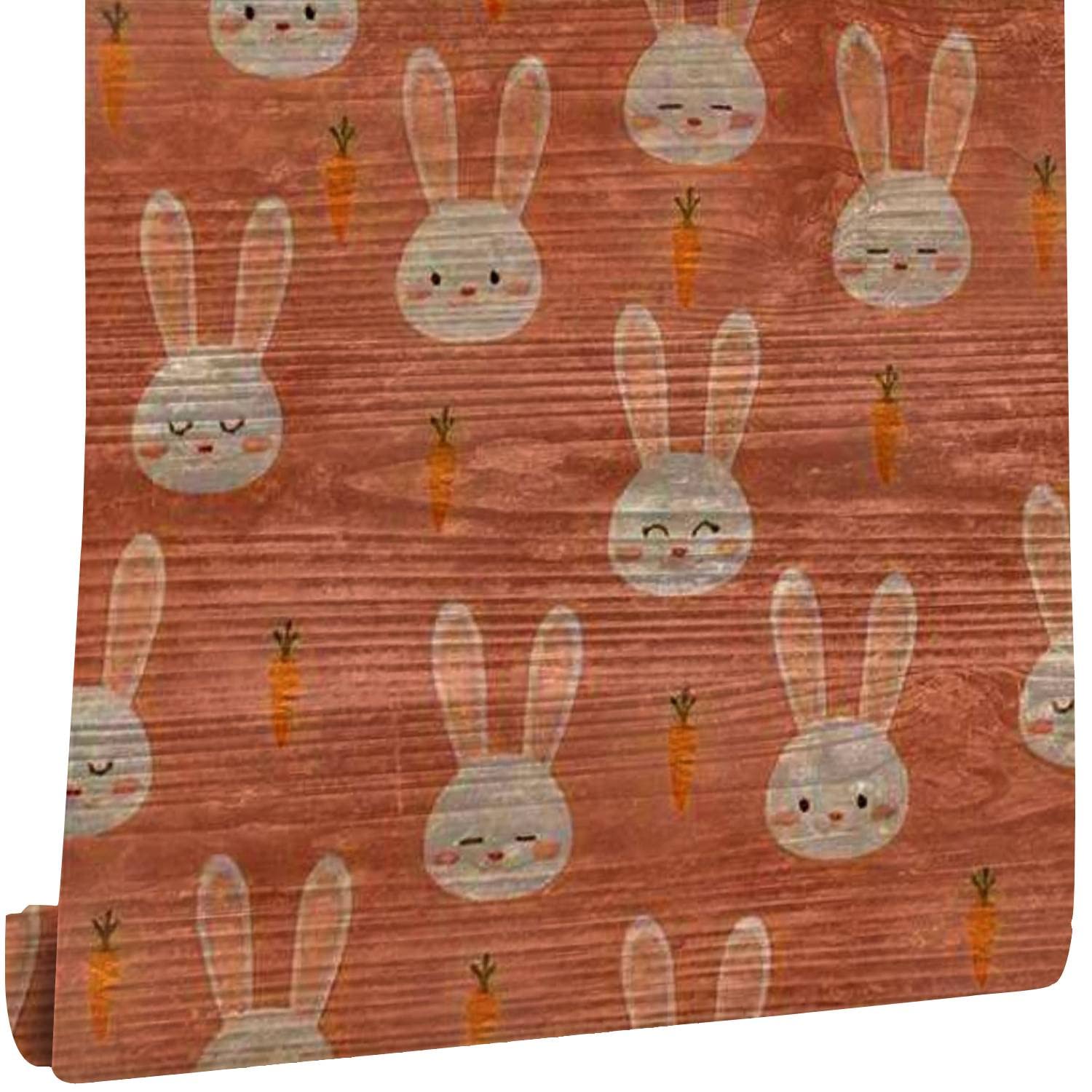 Modern 3D Cute Rabbit with Carrot Peel & Stick Wall Decal - Removable Wallpaper Mural for Living Room, Bedroom & TV Background | Nursery Decor, Kids Room, Dorm Room