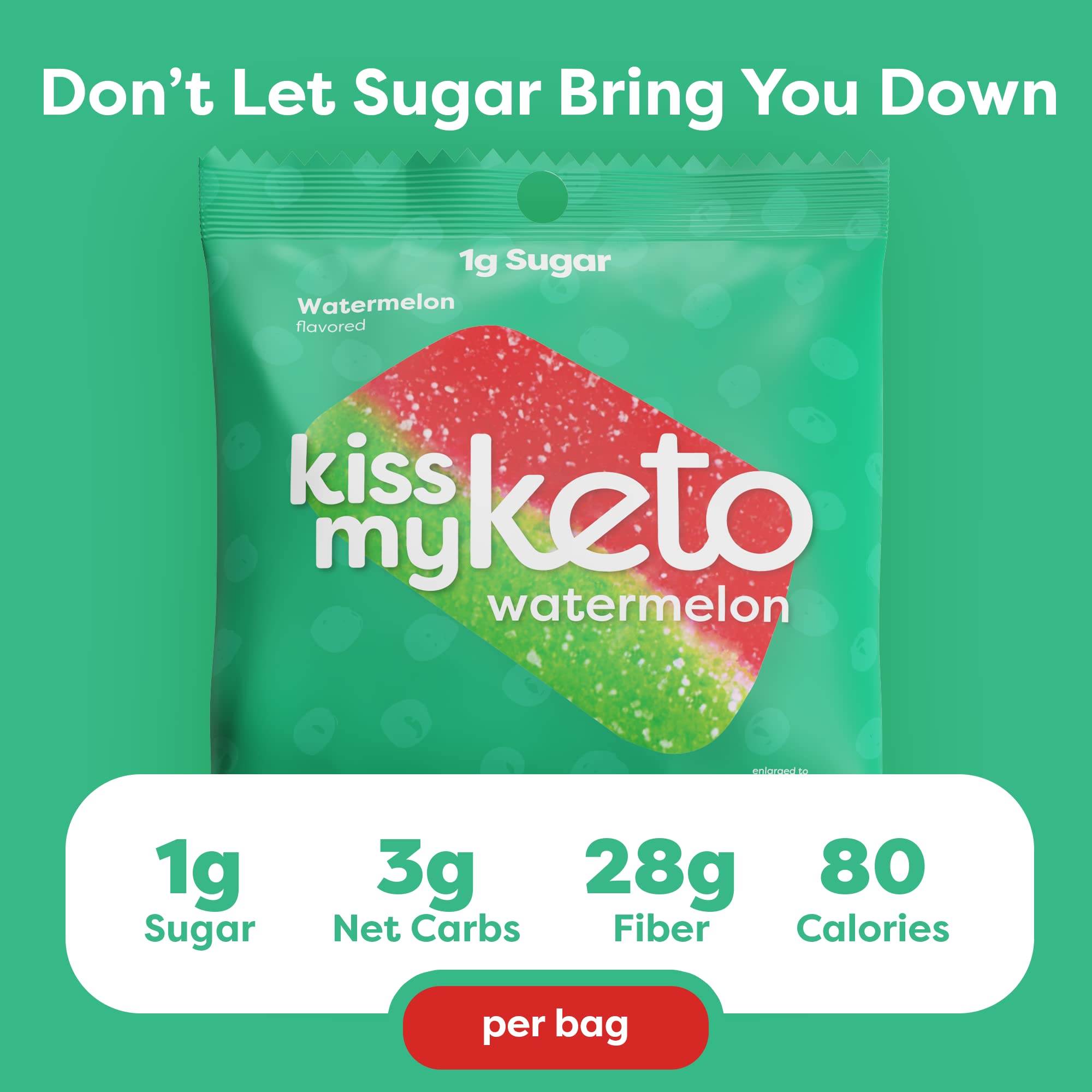 Keto Gummy Candy - Low Carb Watermelon Snack for Keto Diet (24-Pack)