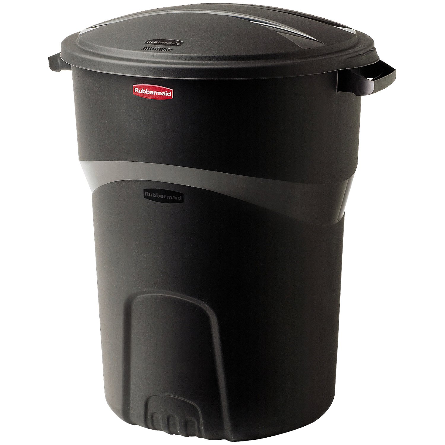 Rubbermaid 1793963 32-Gallon Black Heavy-Duty Trash Can with Lid - Ideal for Kitchen, Garage, Office & Outdoor Waste Disposal
