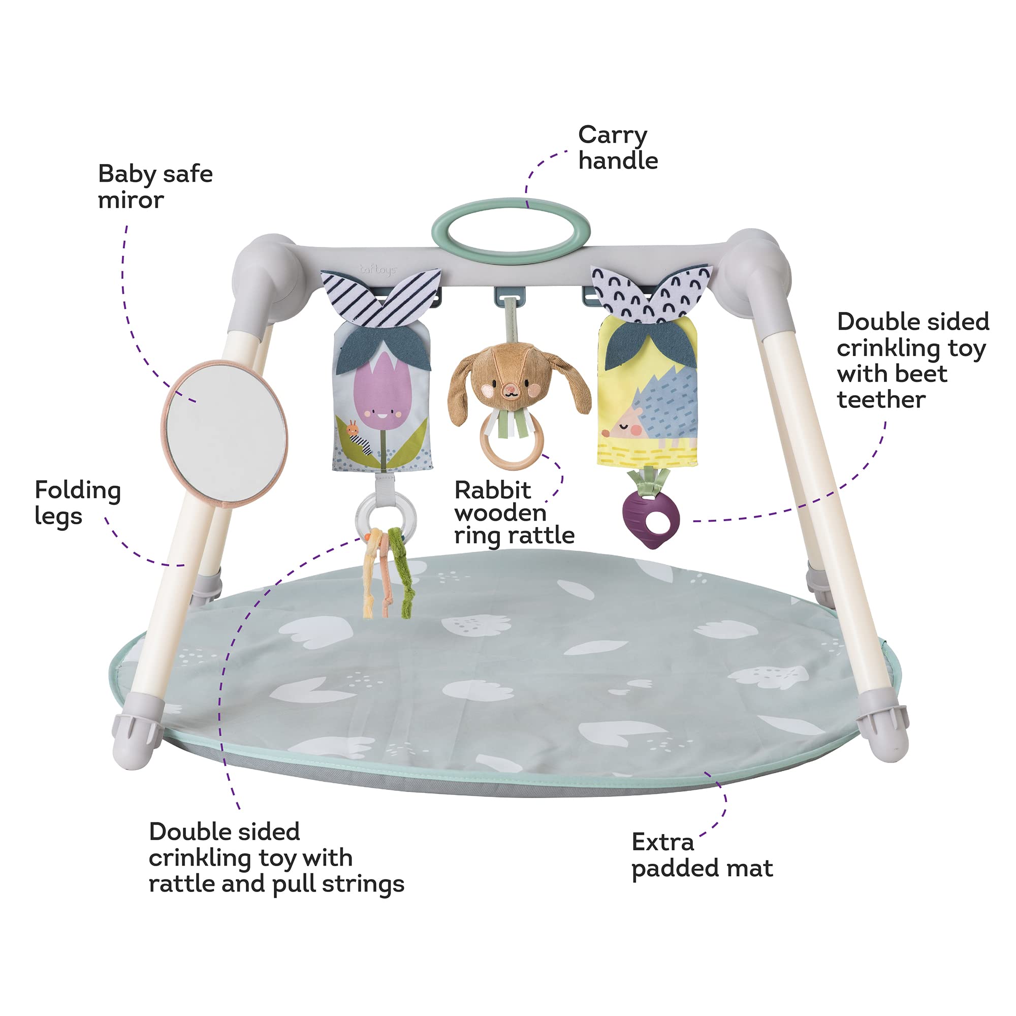 Taf Toys Urban Garden Foldable Baby Activity Gym - Soft Playmat with Hanging Toys for Newborns & Infants | Perfect for Tummy Time, Sensory Play & Early Development