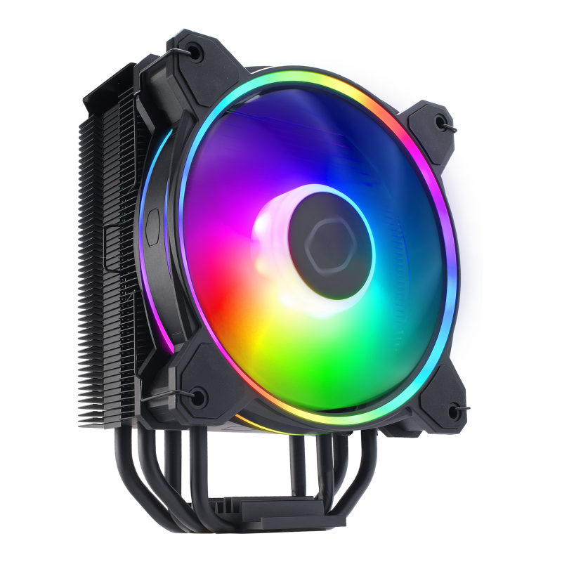 Cooler Master Hyper 212 Halo Black CPU Air Cooler - 120mm PWM Fan, Direct Contact Heat Pipes, RGB Lighting, Compatible with Intel & AMD (LGA 1700/AM5) - Ideal for Gaming PCs & High-Performance Builds