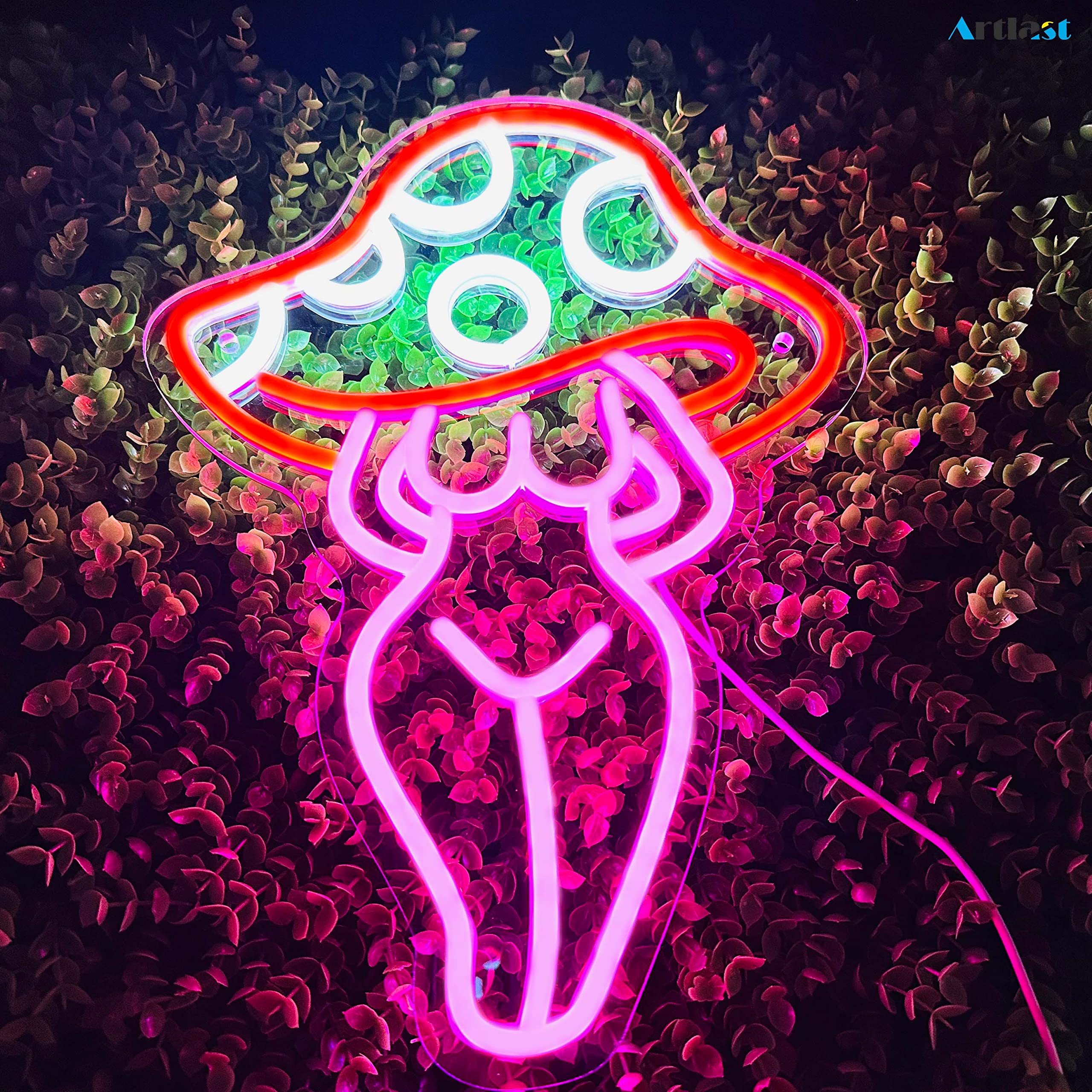 Sexy Mushroom Goddess LED Neon Sign - Wall Decor for Bedroom, Bar, Man Cave & Party | Unique Gift for Girlfriend, Women & Home Decor Enthusiasts | Perfect for Nightclub, Lounge & Home Decoration