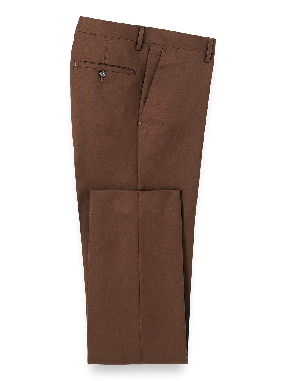 Premium Wool Gabardine Flat Front Dress Pants for Men - Classic Brown Office & Business Casual Trousers - Perfect for Work, Weddings & Formal Events