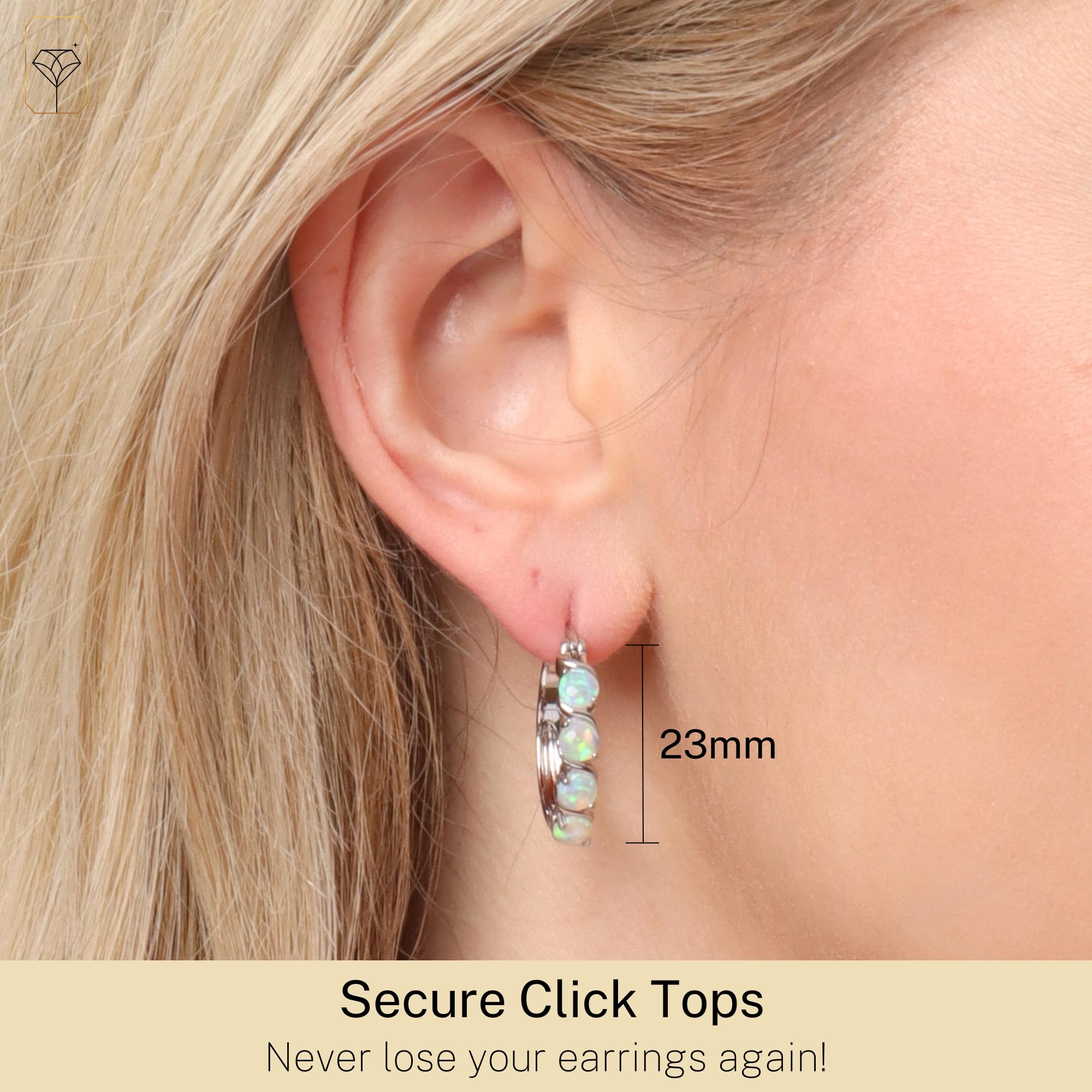 925 Sterling Silver Gemstone Round Hoop Earrings for Women | 0.9 Inch Birthstone Hoops with Secure Click Closure | Perfect Gift for Birthday, Anniversary & Everyday Wear | MAX + STONE