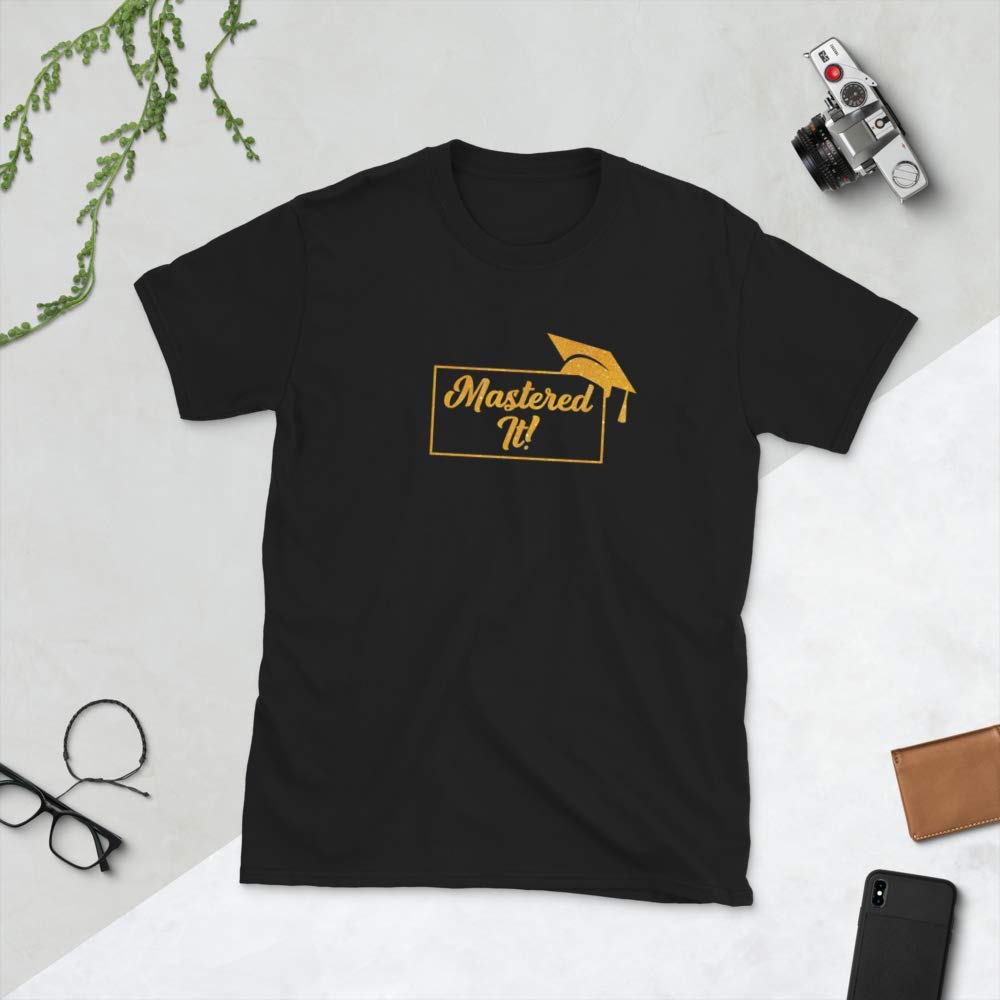 Funny 'Mastered It' Graduation T-Shirt - Class of 2021 Gift for High School, College, Masters & PhD Grads - Black Cotton Tee - Perfect for Graduation Parties & Alumni Reunions