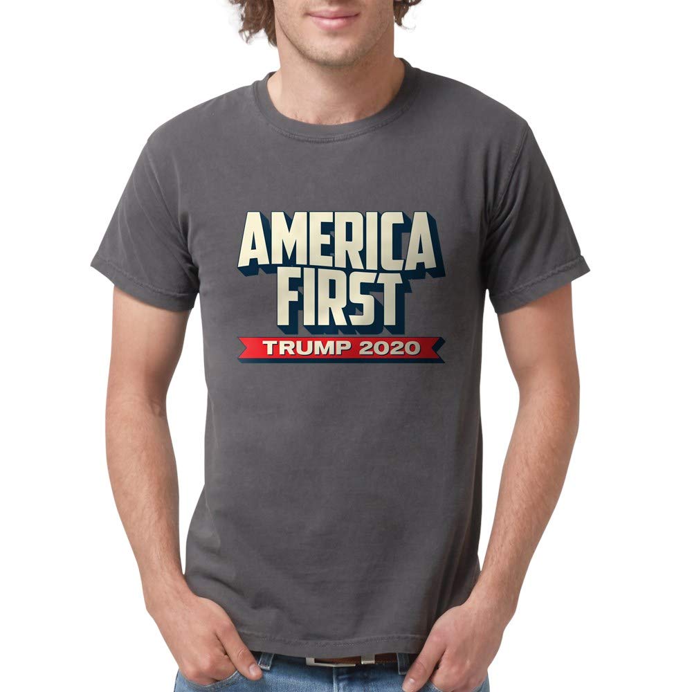 Trump 2020 America First Men's Comfort Colors T-Shirt - Patriotic Political Campaign Shirt for Supporters, Rally Events & Conservative Gifts