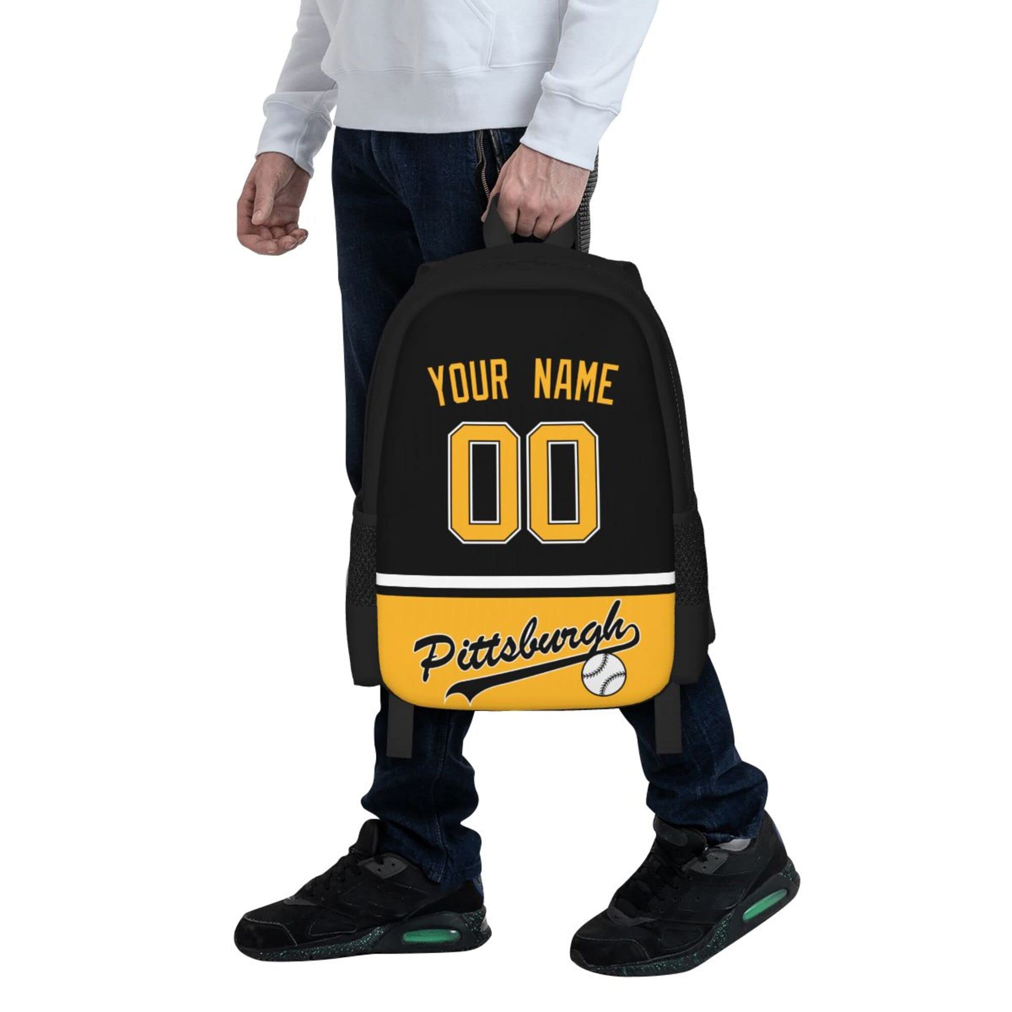 ANTKING Pittsburgh Steelers Backpack - High Capacity Customizable with Any Name & Number - Perfect Gift for Kids, Men & NFL Fans - Ideal for School, Travel & Game Day
