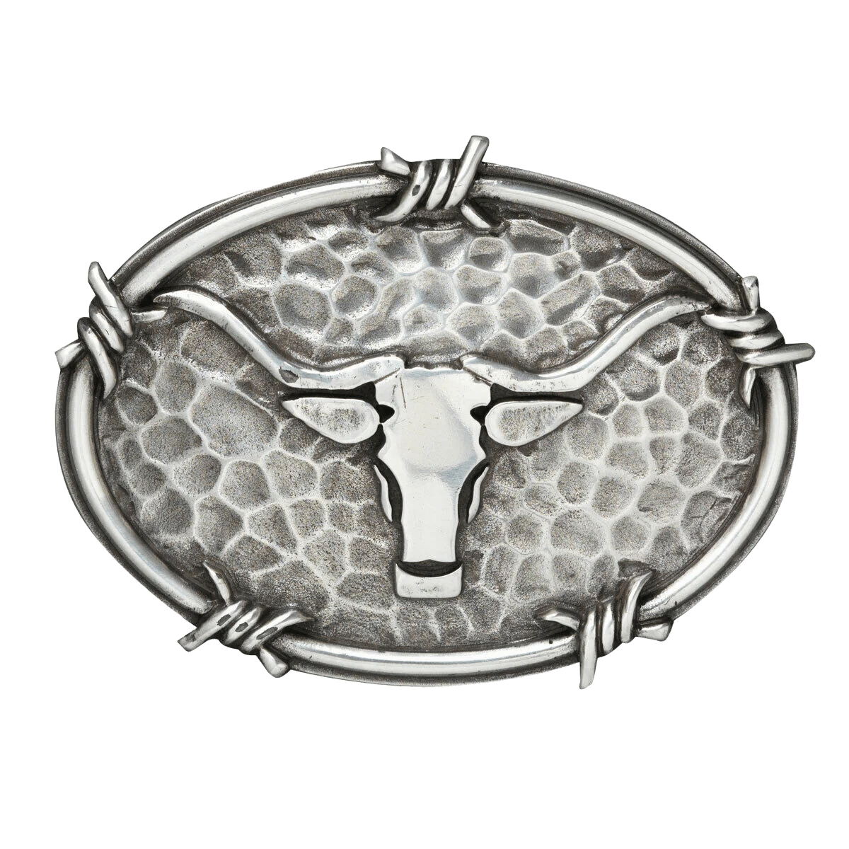 Ariat Oval Steer Head & Barbwire Edging Western Belt Buckle - Perfect for Cowboy Boots, Jeans & Western Fashion Accessories