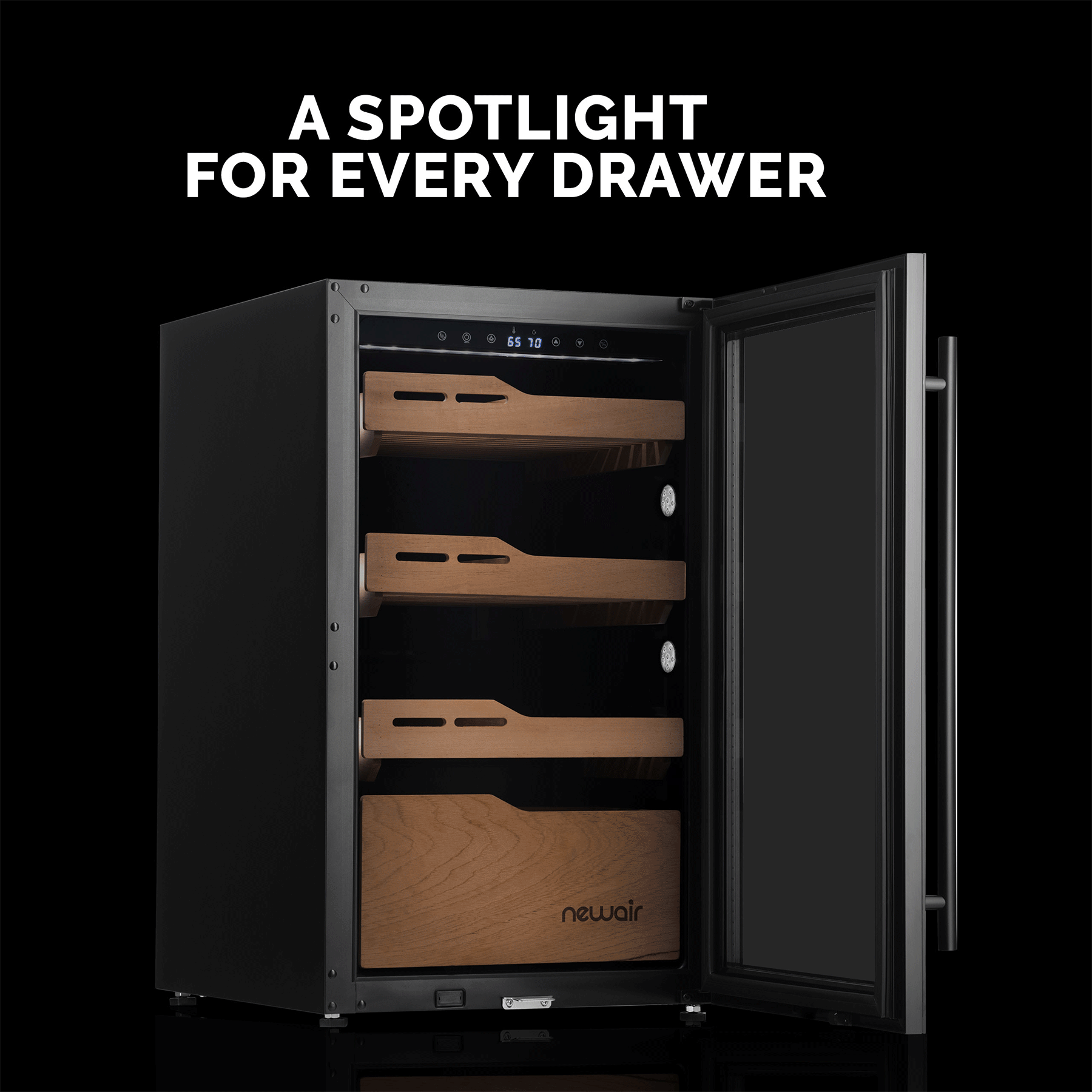 Newair® 840 Count Electric Cigar Humidor with Built-In Hygrometer - Premium Cigar Storage for Home, Office, or Lounge - Perfect for Cigar Enthusiasts and Collectors