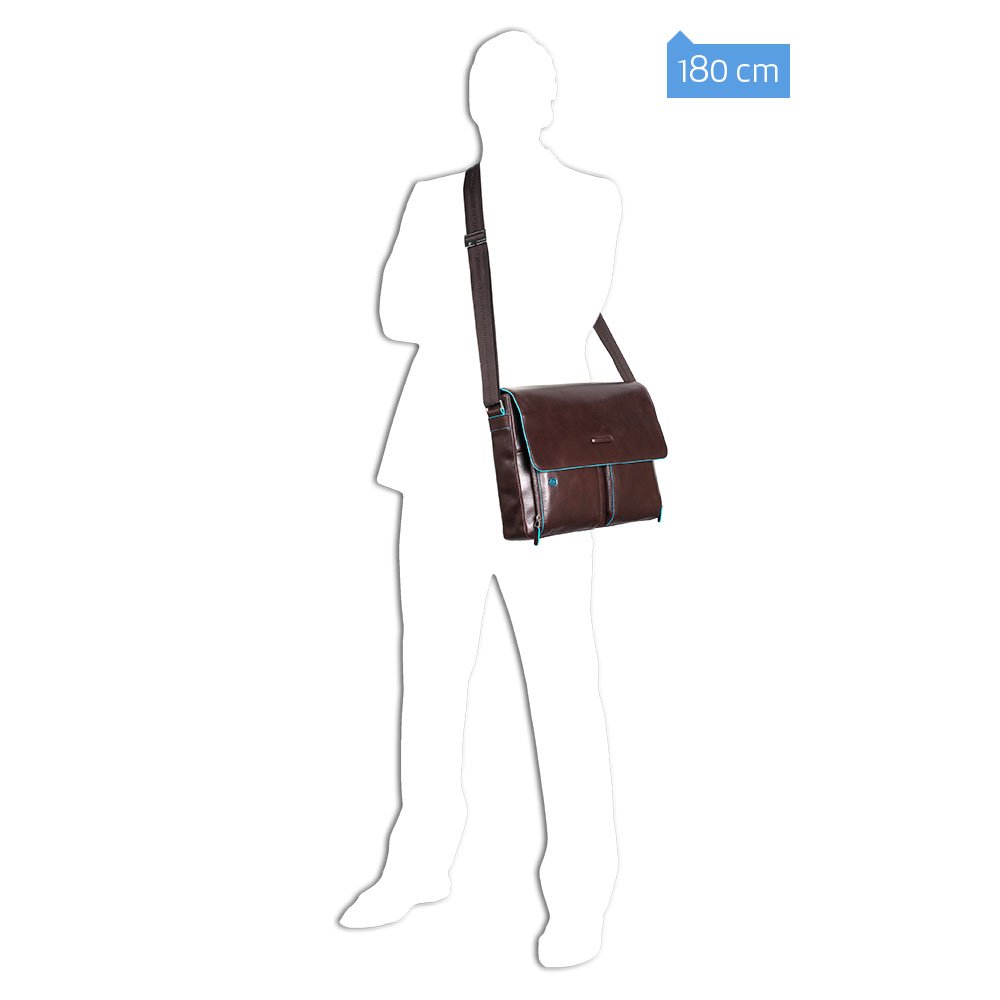 Piquadro Flap Over Computer Messenger Bag for Laptop & iPad Air - Mahogany Brown Business Briefcase for Work, Travel & School | Durable & Stylish Office Bag