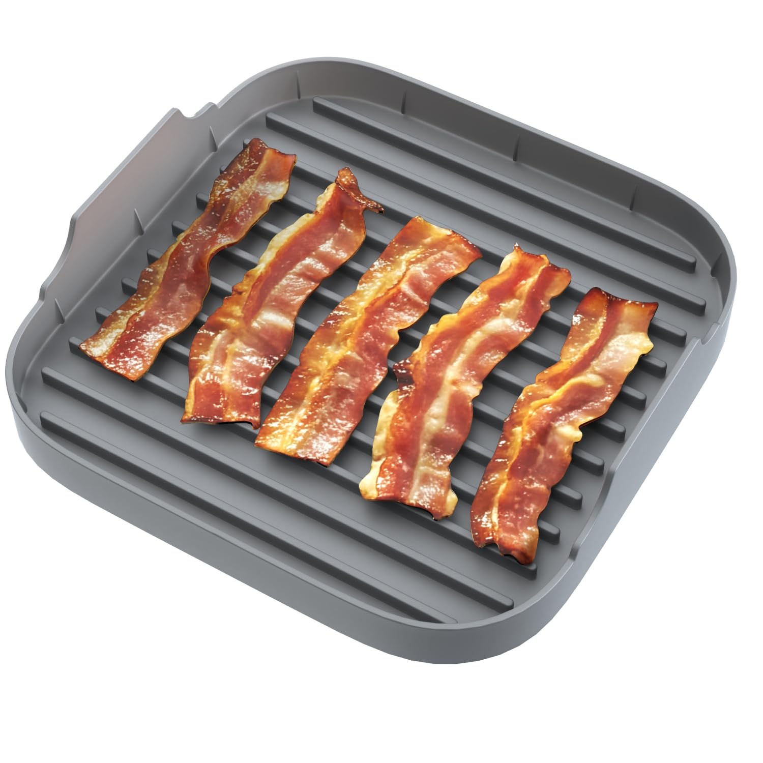 JILLMO Large Silicone Bacon Cooker Tray for Microwave Oven - Grey | Perfect for Quick & Easy Breakfast, Camping & Keto Diet Meals