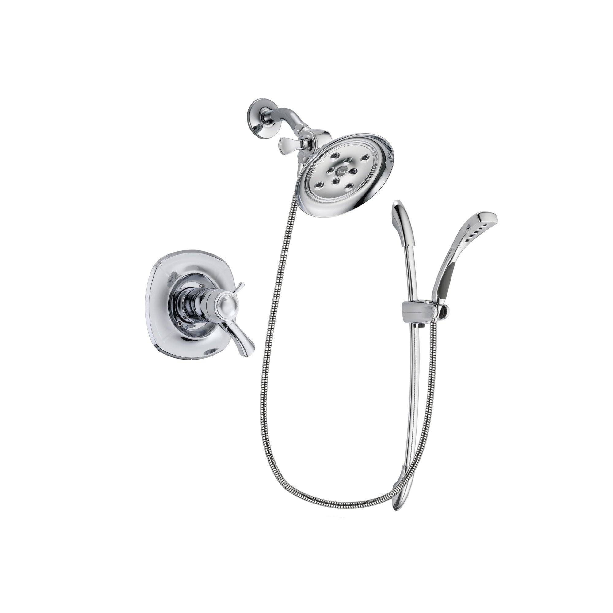 Delta Addison Chrome Finish Thermostatic Shower Faucet System with Large Rain Showerhead & Handheld Shower - Complete Package with Slide Bar & Rough-in Valve DSP0500V - Perfect for Modern Bathroom Renovations & Spa-Like Shower Experience