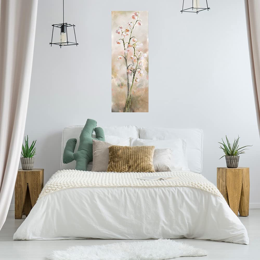 Lily of the Valley Canvas Wall Art - Hand Painted Floral Canvas Print - 14x38 Inch Ready to Hang Home Decor for Living Room, Bedroom, Office - Perfect Gift for Housewarming & Wedding