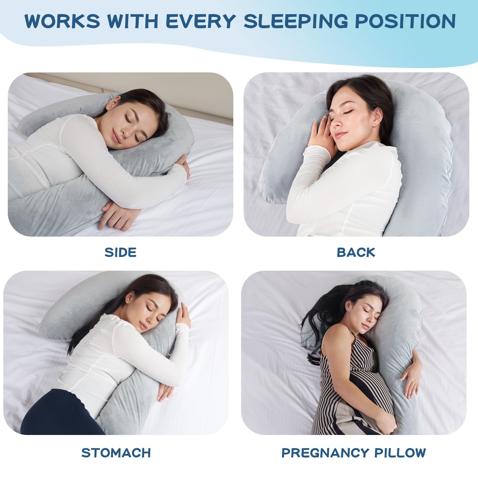 SAHEYER 71-Inch Memory Foam Body Pillow for Side Sleepers & Pregnancy Support - 3-Shaped Full Body Pillow with Removable Cover for Back, Hips, Legs & Belly Comfort (White) | Ideal for Adults, Maternity, Post-Surgery & Pain Relief