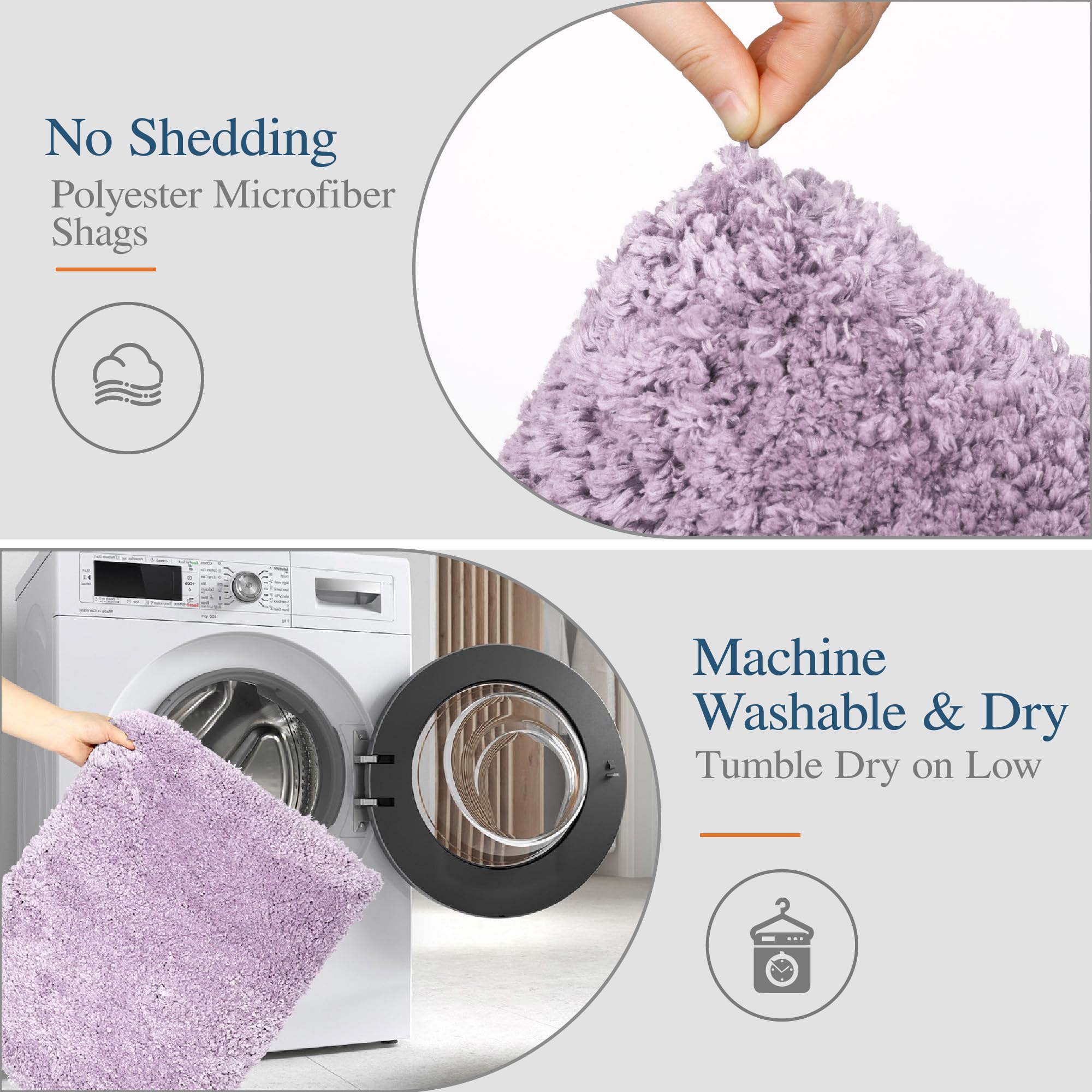 Non-Slip Lavender Bath Mat - 16x24 Inch Soft Microfiber Shaggy Bathroom Rug | Water Absorbent, Machine Washable Plush Shower Mat for Bathroom Safety & Comfort | Perfect for Bath, Shower & Vanity Areas