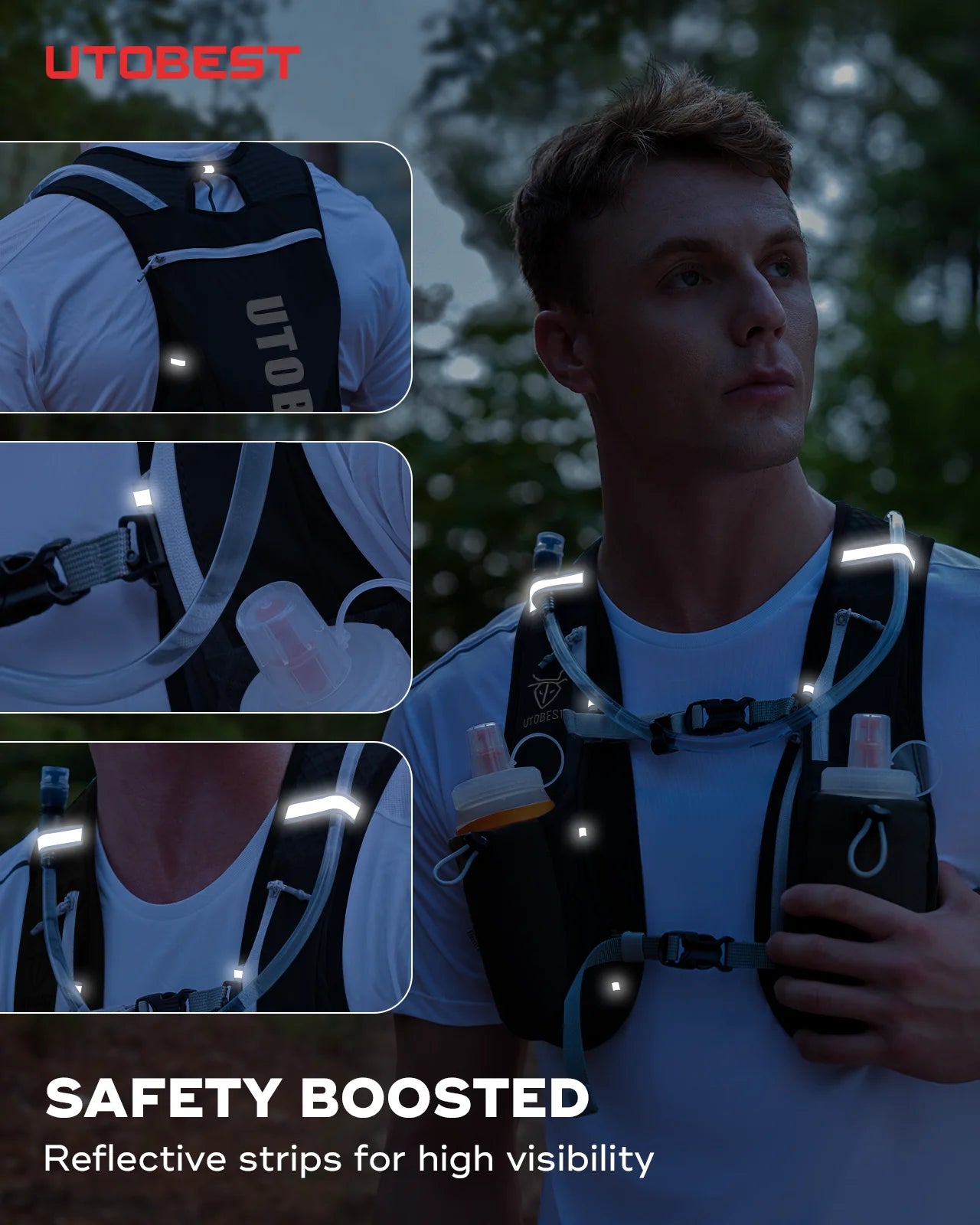 UTOBEST 5L Ultra Lightweight Hydration Vest Pack - Trail Running Backpack with 1.5L Water Bladder for Marathon, Hiking, Cycling & Outdoor Adventures | Perfect for Runners, Bikers & Hikers
