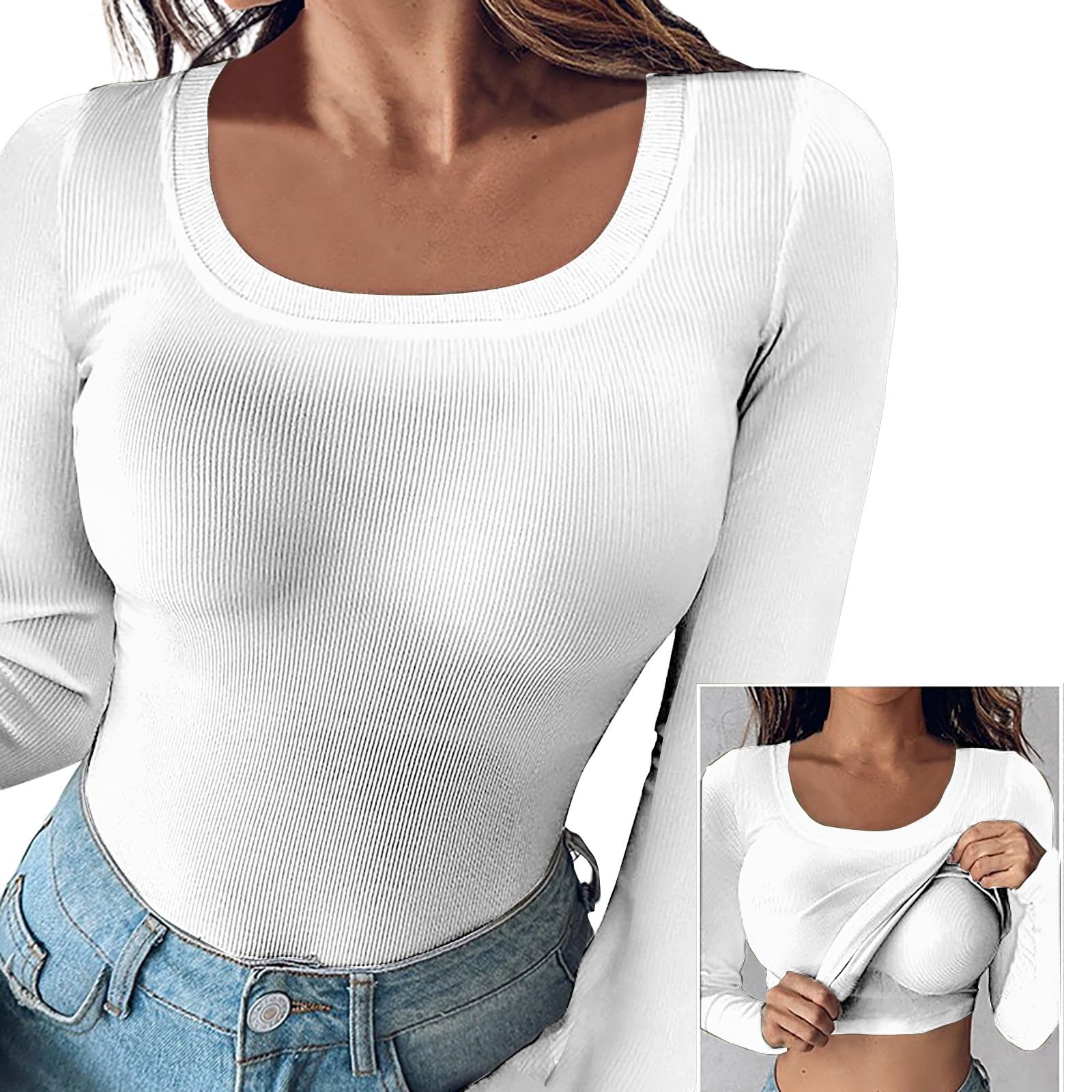 Women's Long Sleeve Sports Bra Top - Built-in Support Cotton Pullover Sweatshirt for Yoga, Running & Gym Workouts - Comfortable Athletic Wear for Active Lifestyles