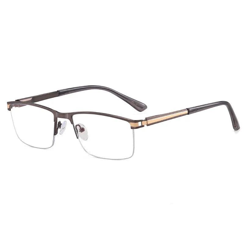 CCspace Semi-Rim Square Alloy Spring Hinge Eyeglasses for Men & Women - Lightweight Durable Frame for Reading, Driving & Daily Use - Model 300842