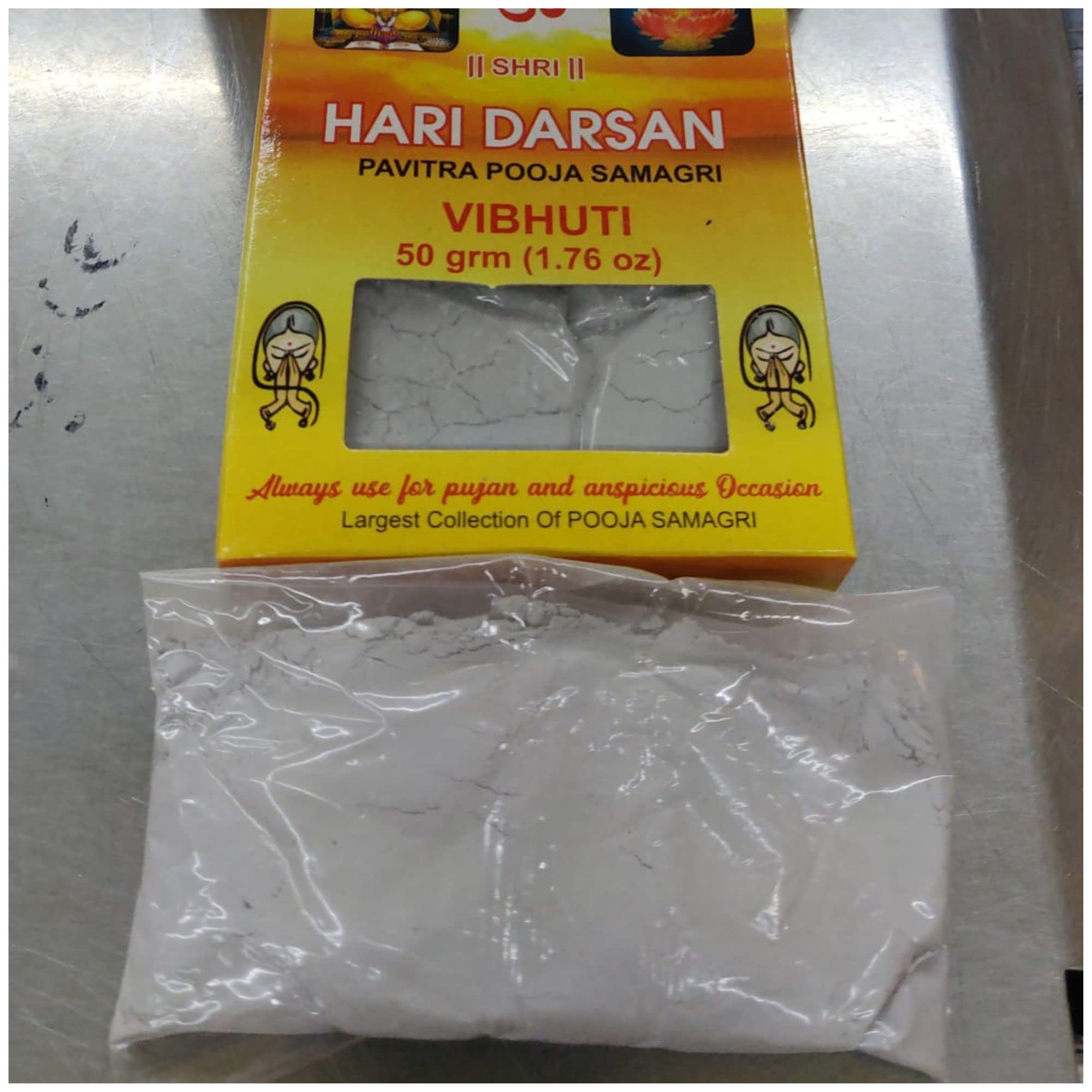 **AtoZ India Cart Vibhuti Bhasma Holy Ash Powder (50 Gm) - Energized Sacred Ash for Hindu Pooja, Puja Vidhi, Tripundra & Tikka | Spiritual Cleansing & Divine Blessings**    **Usage Scenarios:** Perfect for daily worship, spiritual rituals, meditation, and applying Tripundra (sacred marks) to invoke divine energy.